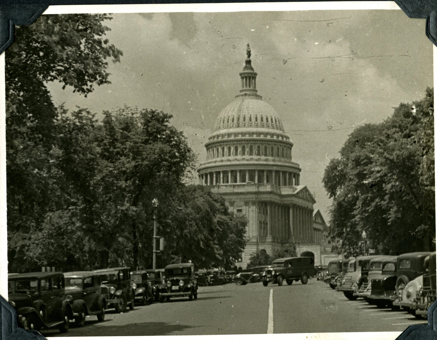 United States Capitol Building Viewed from Tree-Lined Avenue, Jervey Signal Corps Album, 1930s