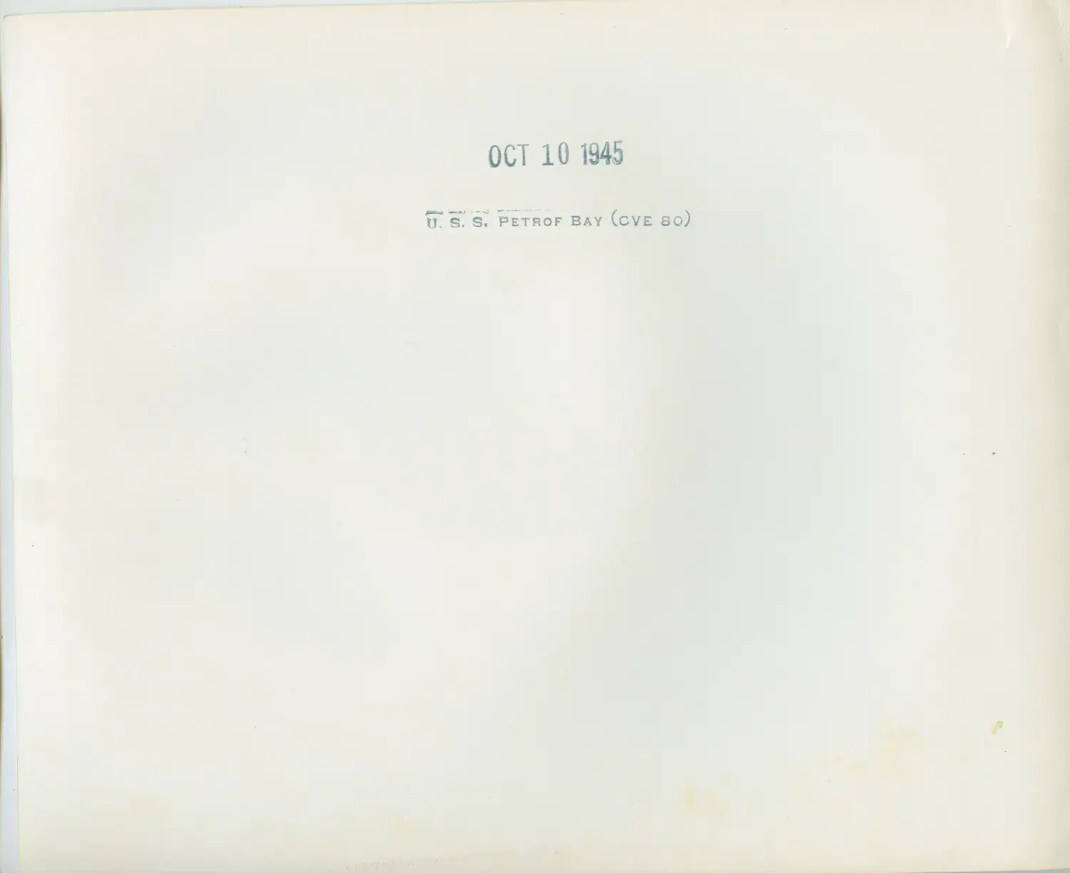 Official U.S. Navy Photograph Caption Card - USS Petrof Bay (CVE-80), October 10, 1945