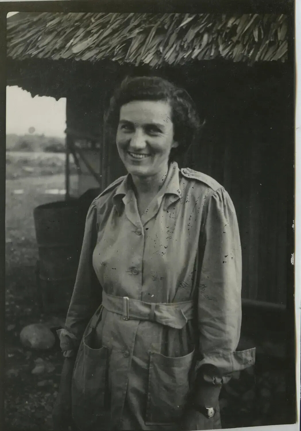 Portrait of a Servicewoman or Red Cross Worker at a Pacific Base