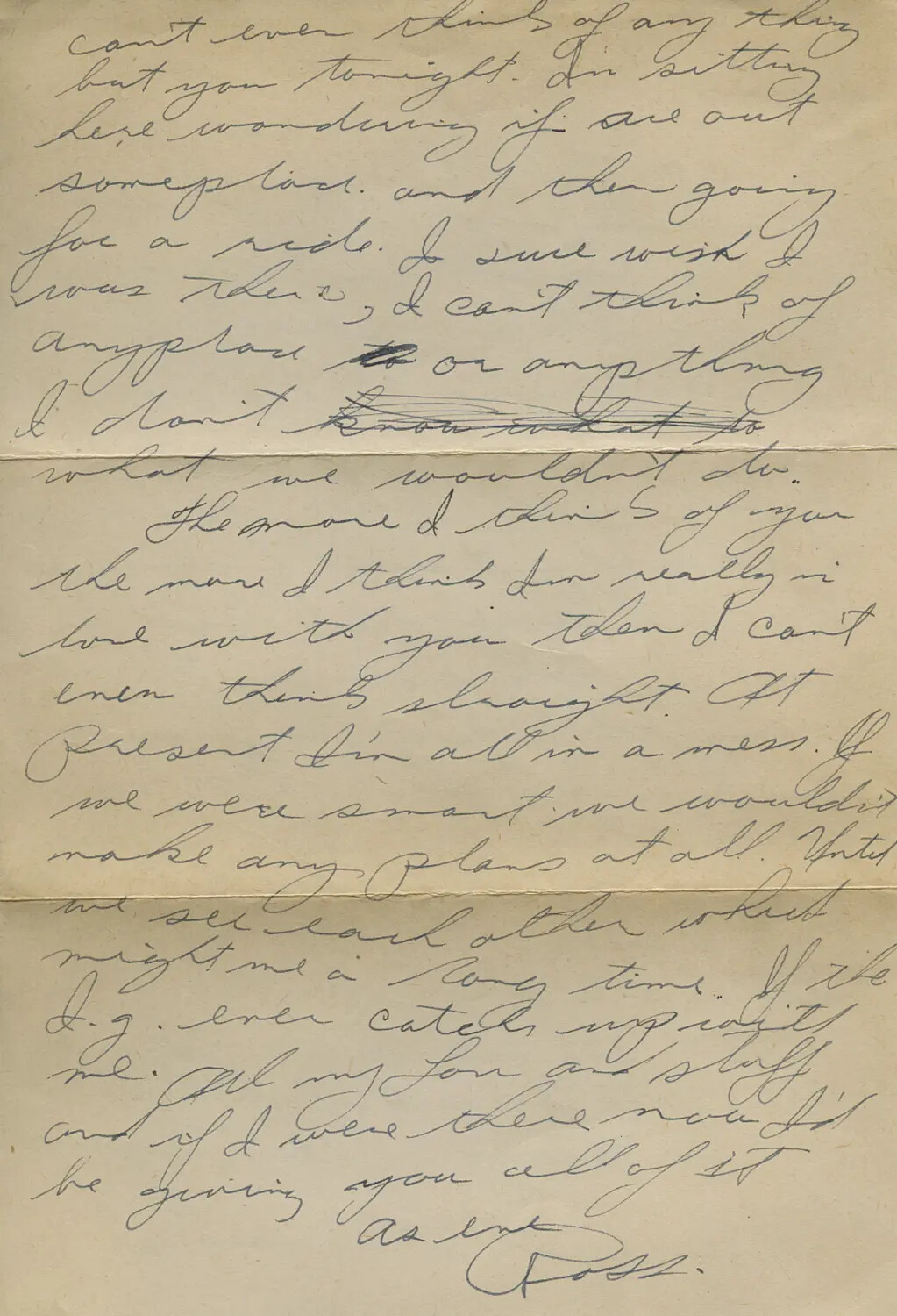 WWII Love Letter Signed 'Ross,' Moon-Sammiet Collection