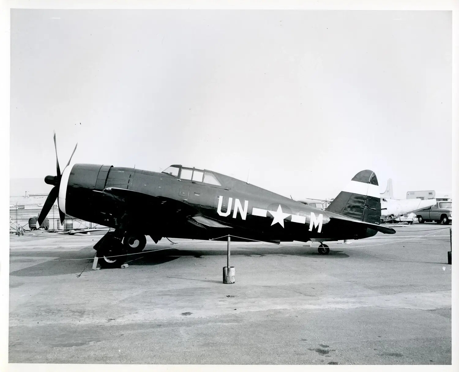 Republic P-47 Thunderbolt (Postwar Drone/Target Configuration), Fuselage Codes 'UN-M', on Airfield Ramp