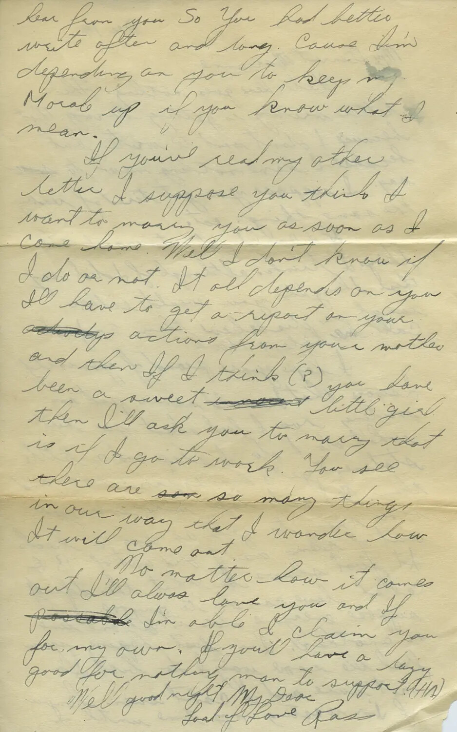 Handwritten Love Letter, WWII-Era Correspondence, Moon Family Collection