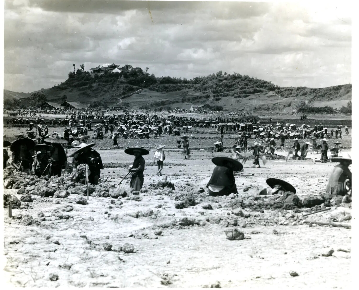 Civilian Labor Force Constructing Military Airfield, China-Burma-India Theater, WWII