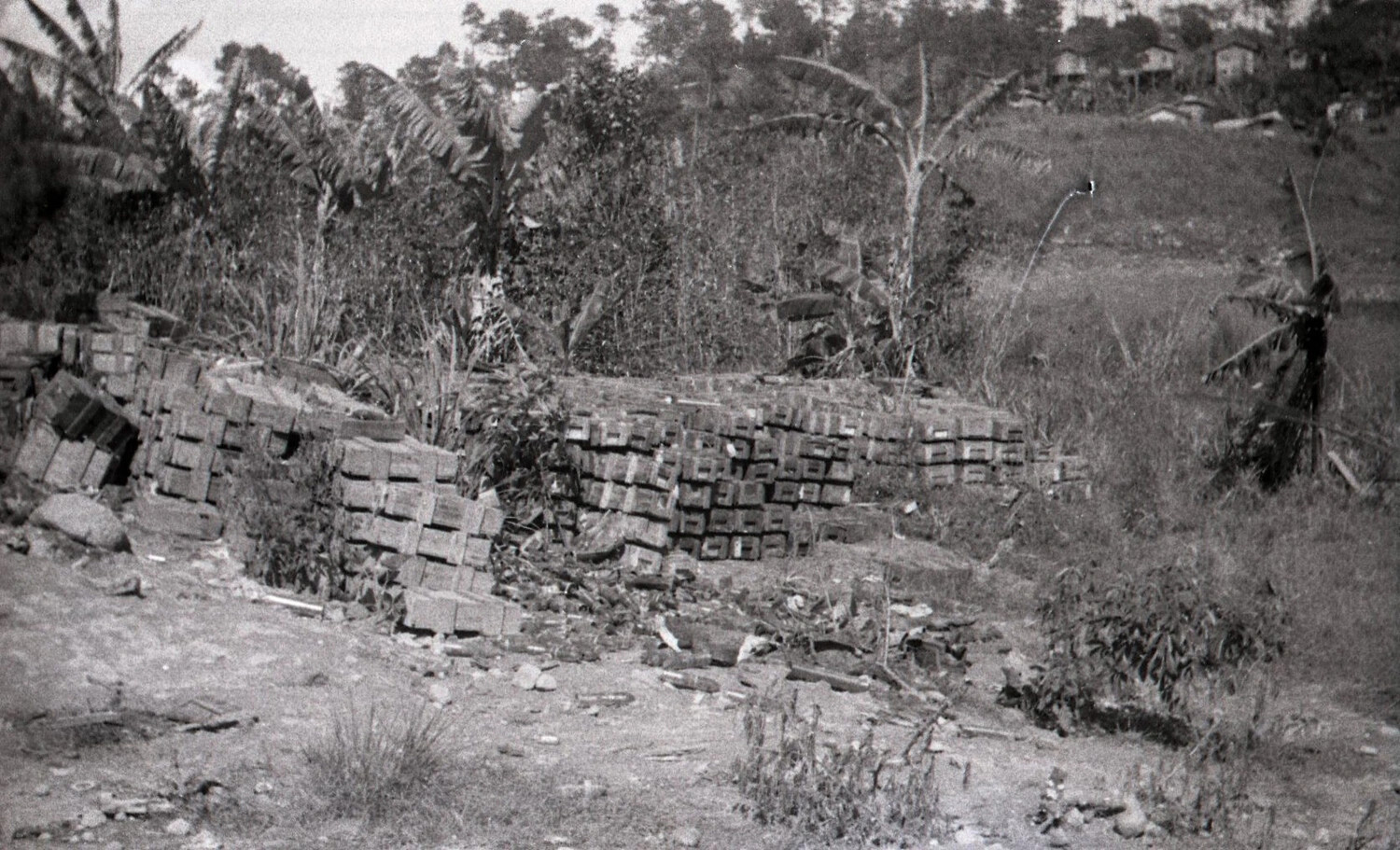 Stacked Supply Crates in Jungle Terrain, Luzon, Philippines, World War II