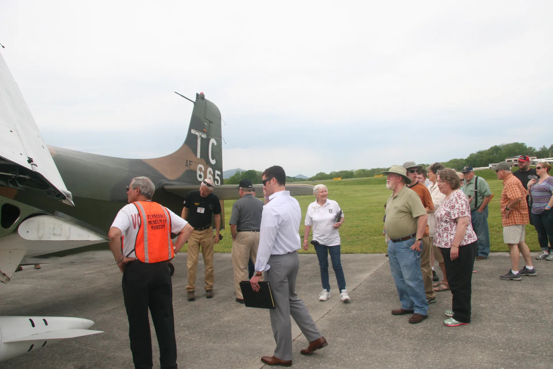 Reunion Attendees Touring Aircraft Tail Marked 'TC AF 665,' Tennessee Museum of Aviation