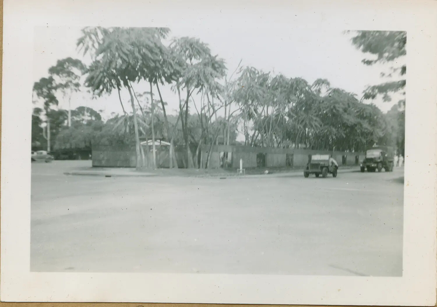 Military Compound Entrance with Jeep and Truck — Hawaii WWII Photo Album
