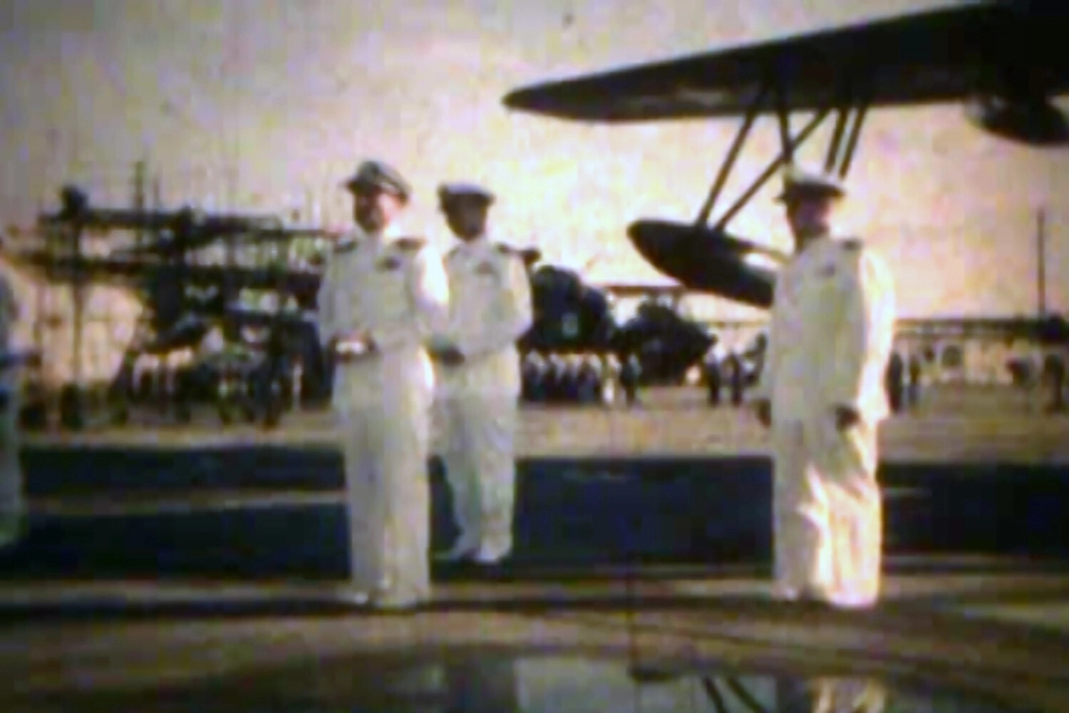 Naval Officers and Seaplane at NAS Kaneohe Bay — Joseph Smith Collection Film Still