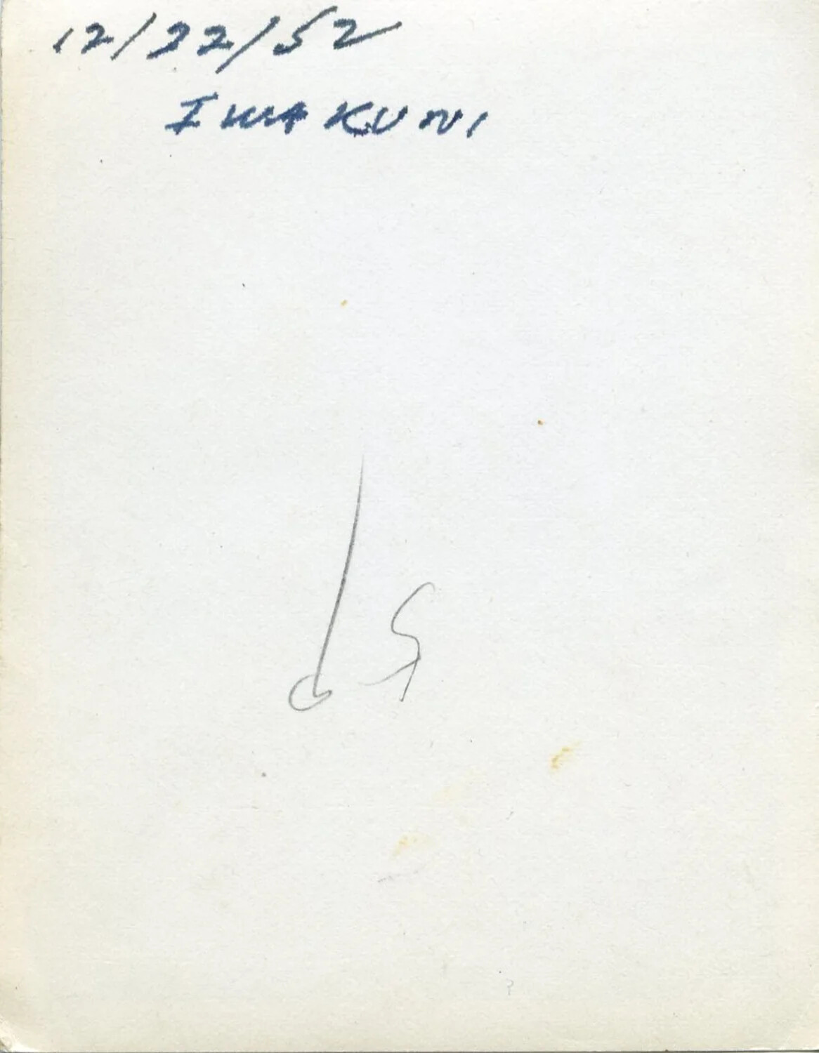 Photograph Reverse with Handwritten Date and Location Annotation, 'Iwakuni,' 12/22/1952