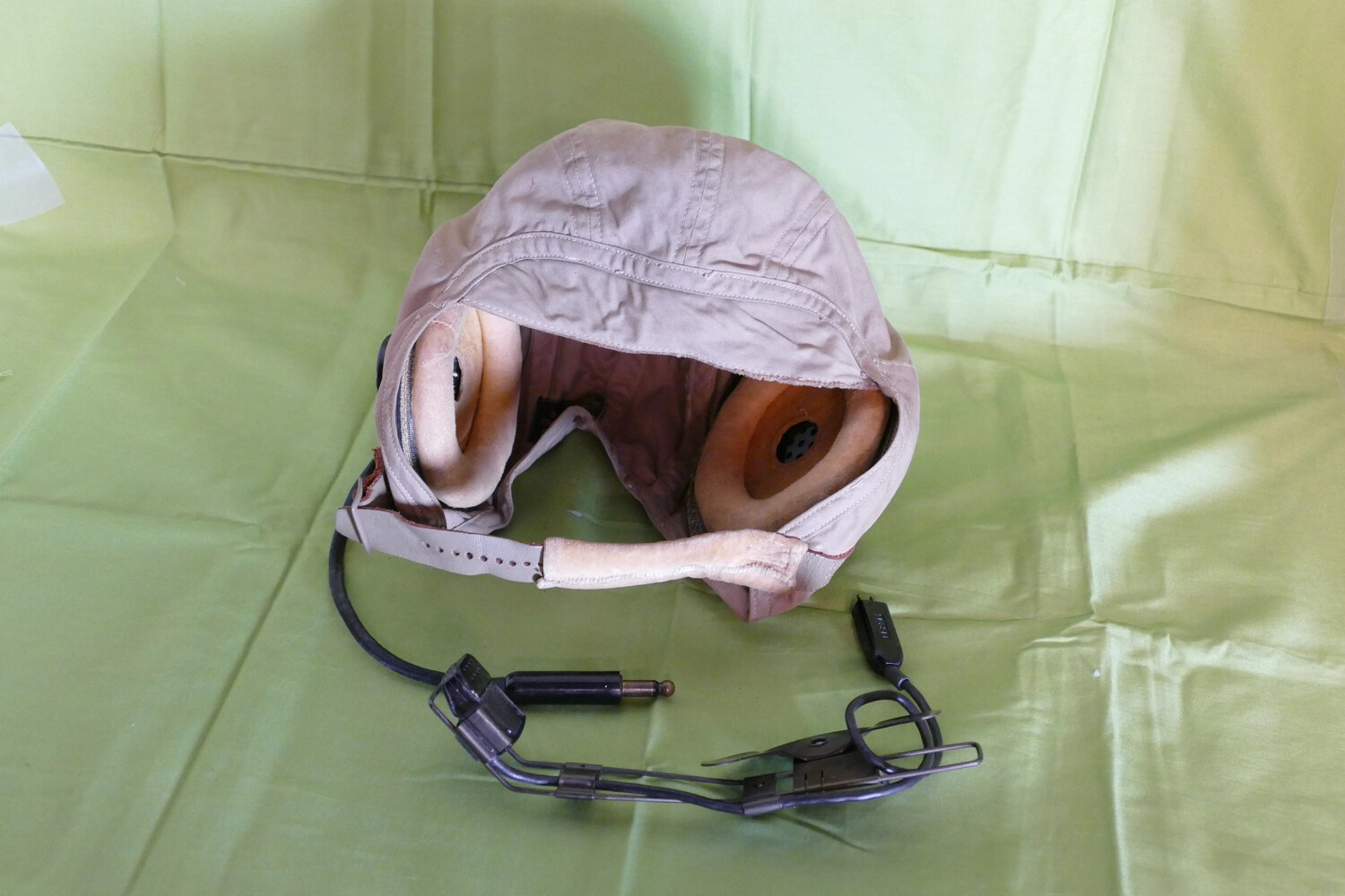 U.S. Navy Cloth Flight Helmet with Integrated Headset, Korean War Era