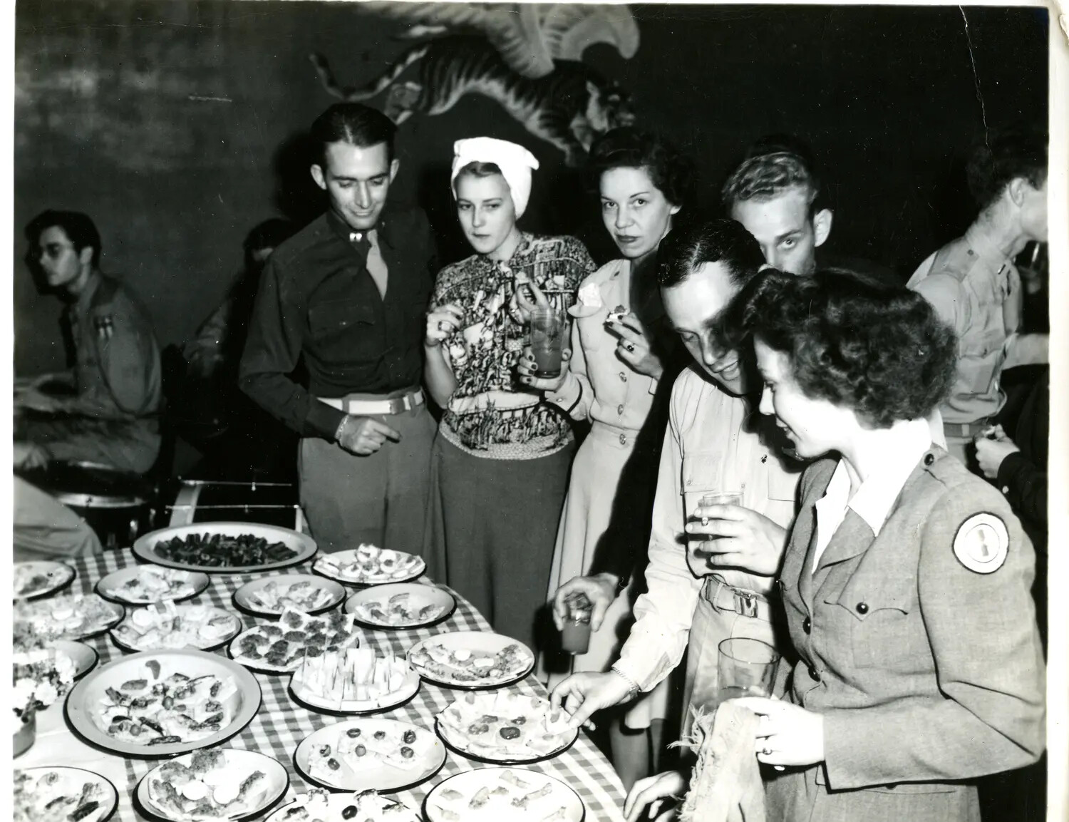Servicemen and Women at a Social Gathering, CBI Theater Club, WWII
