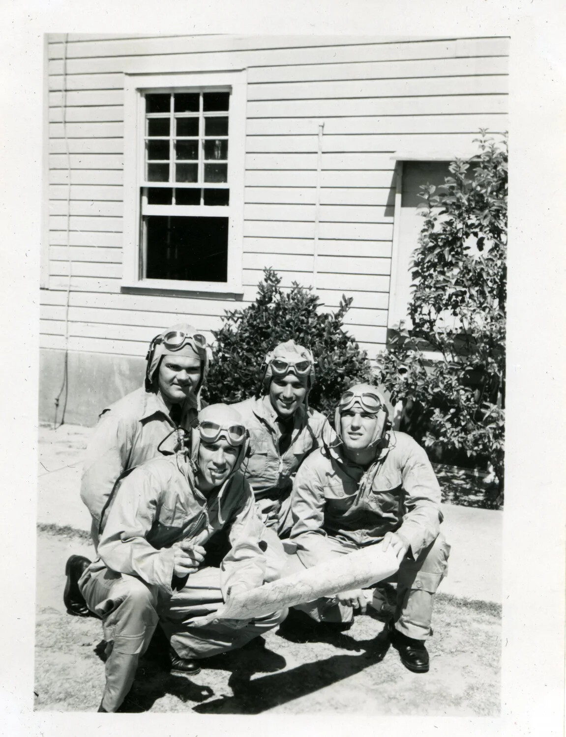 U.S. Navy Flight Students with Navigation Chart, NAS Pensacola, April 1949