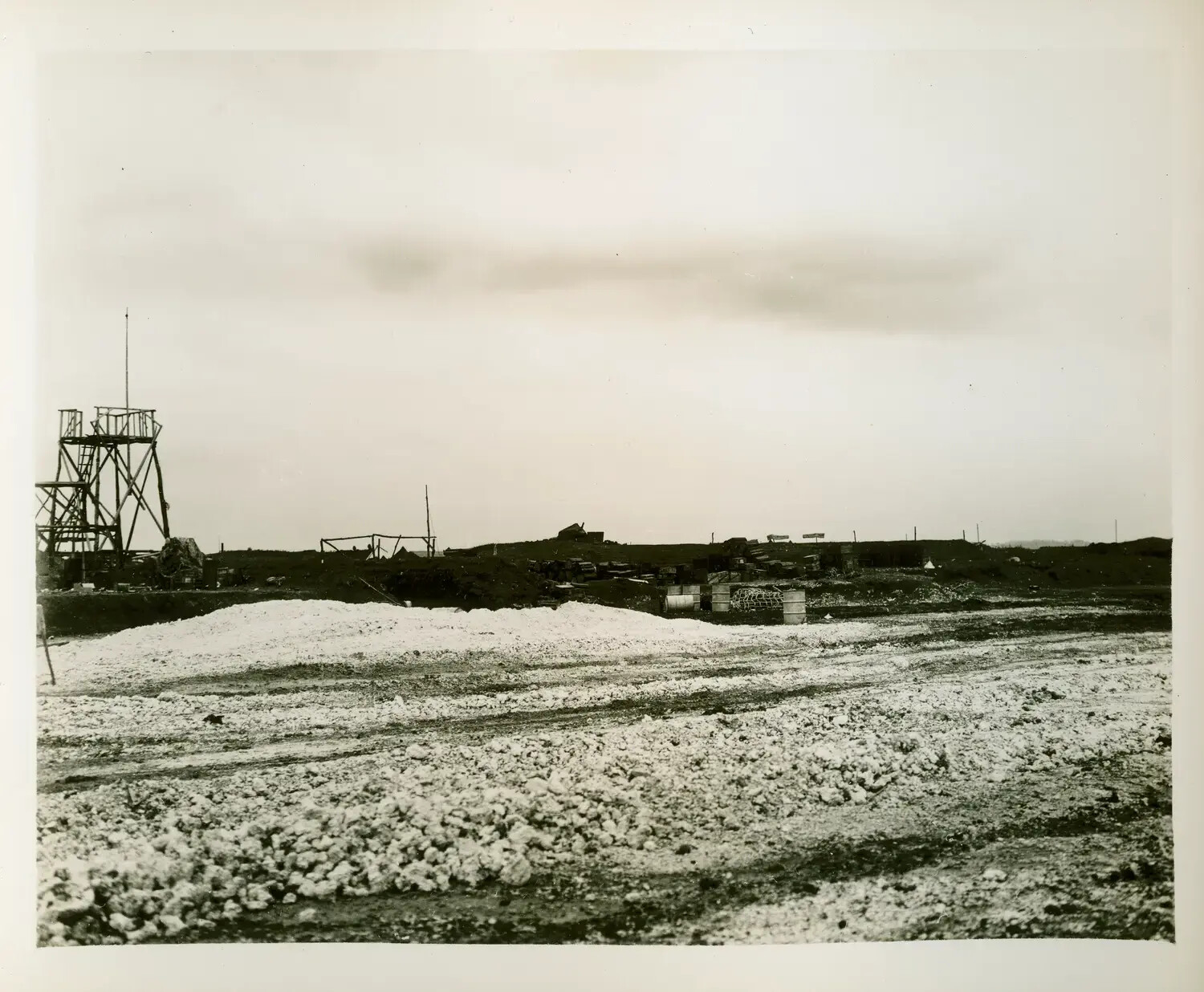 Forward Base Construction Site, Pacific Theater, WWII (USS Petrof Bay CVE-80 Collection)
