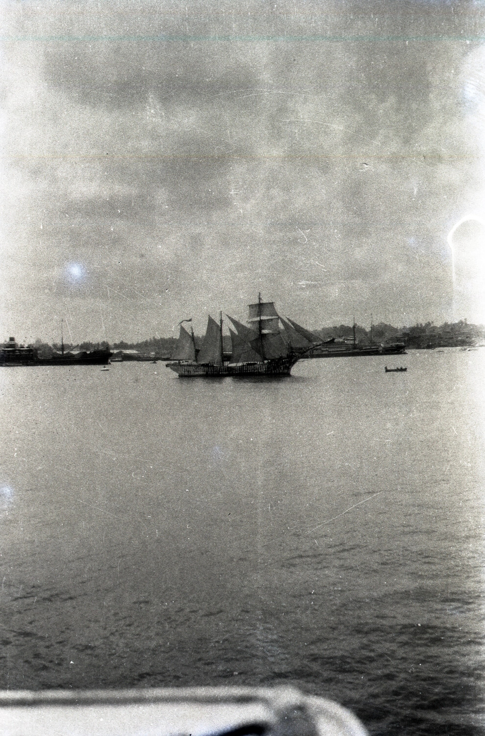 Sailing Vessel in Chinese Harbor, U.S. Navy China Station Negatives, 1930s