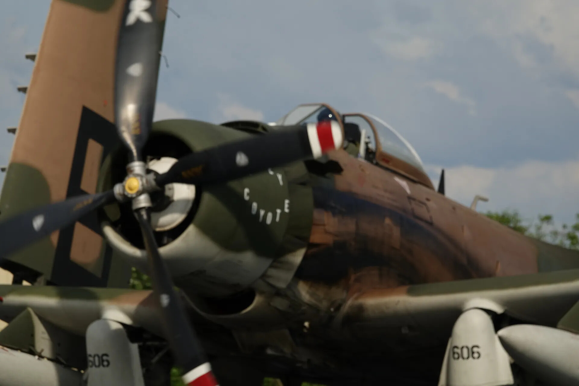 A-1 Skyraider 'Wiley Coyote' — Propeller in Motion, Nose-On View