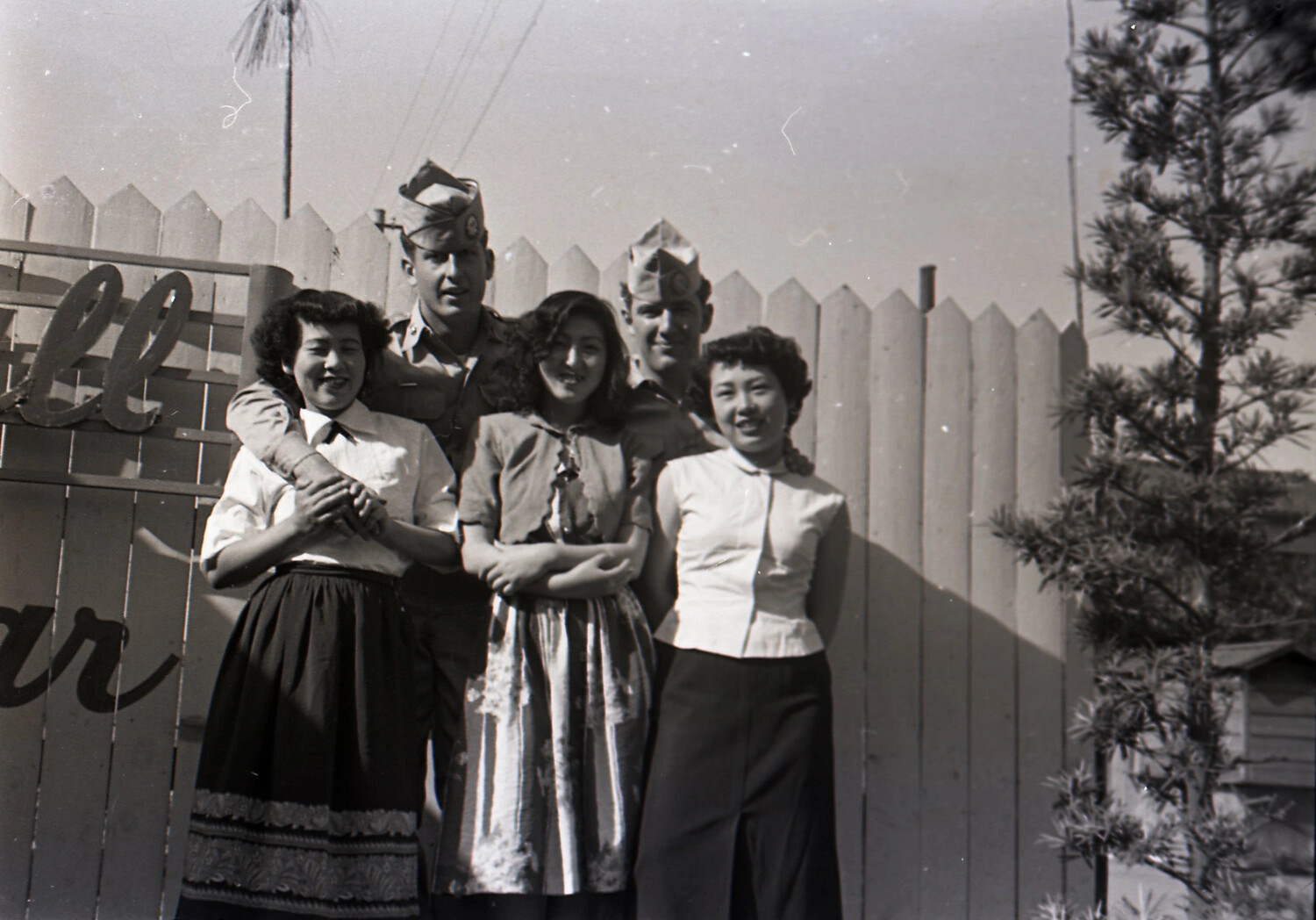 U.S. Army Soldiers with Korean Civilian Women Outside Local Establishment, Korea