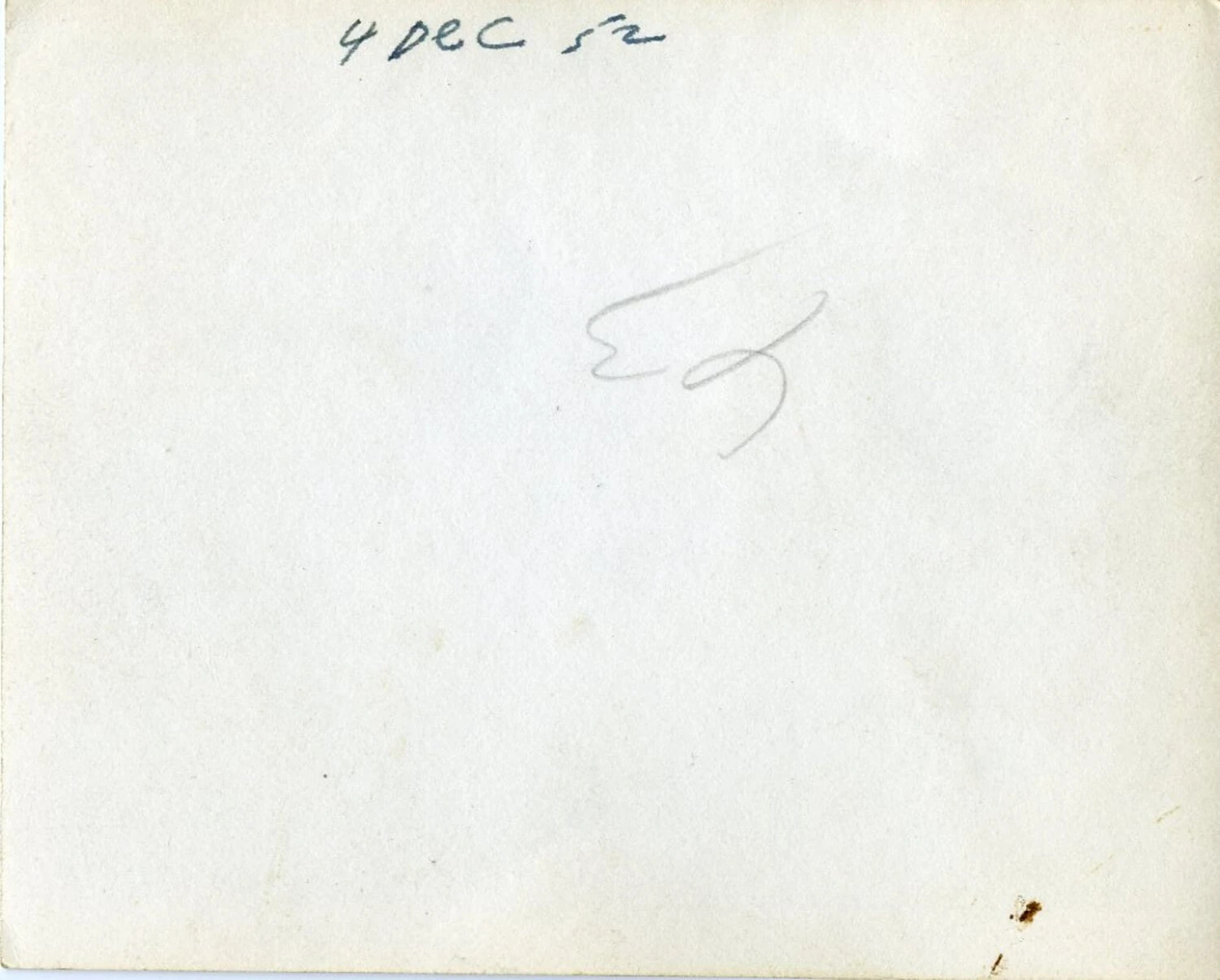 Verso of Photographic Print with Handwritten Date '4 DEC 52' -- Korean War Era (Smith/Bancroft Collection)