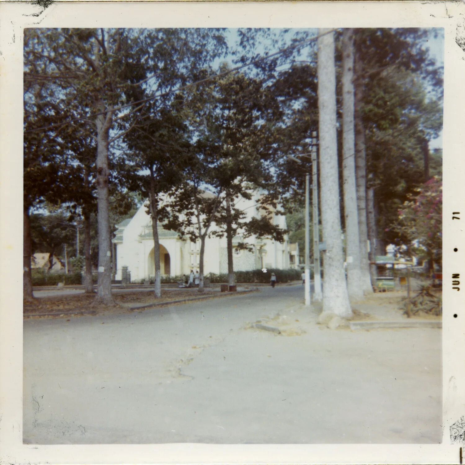 Tree-Lined Street with Colonial-Style Building, South Vietnam, June 1971