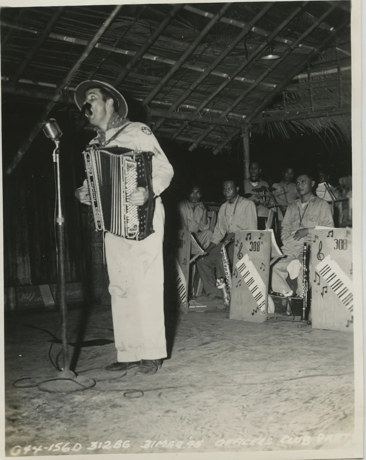Accordionist and Band Perform at 312th Bomb Group Officers Club Party, 31 March 1945