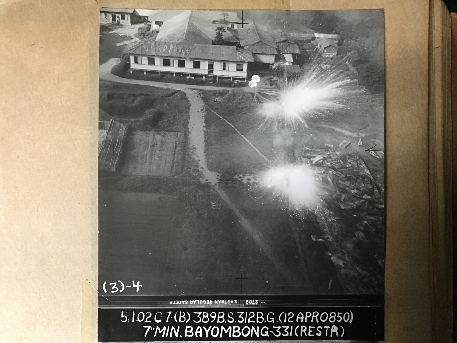 Strike Photograph: 389th Bombardment Squadron, 312th Bombardment Group Attack Near Bayombong, Luzon, Philippines