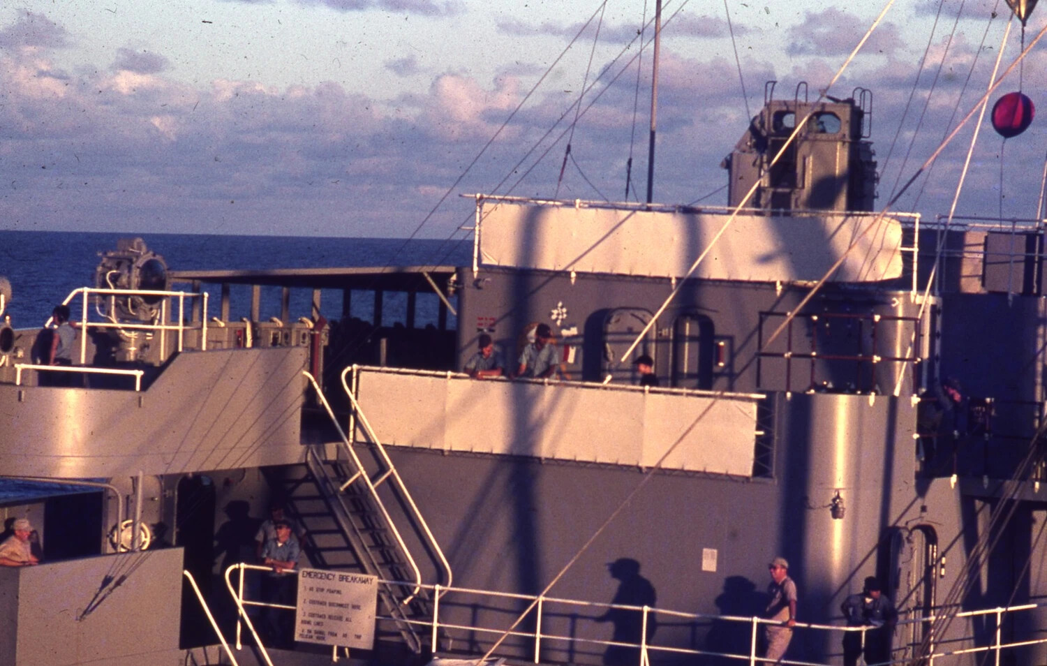 Shipboard Superstructure During Underway Replenishment, Vietnam War Era, USS Ticonderoga Collection