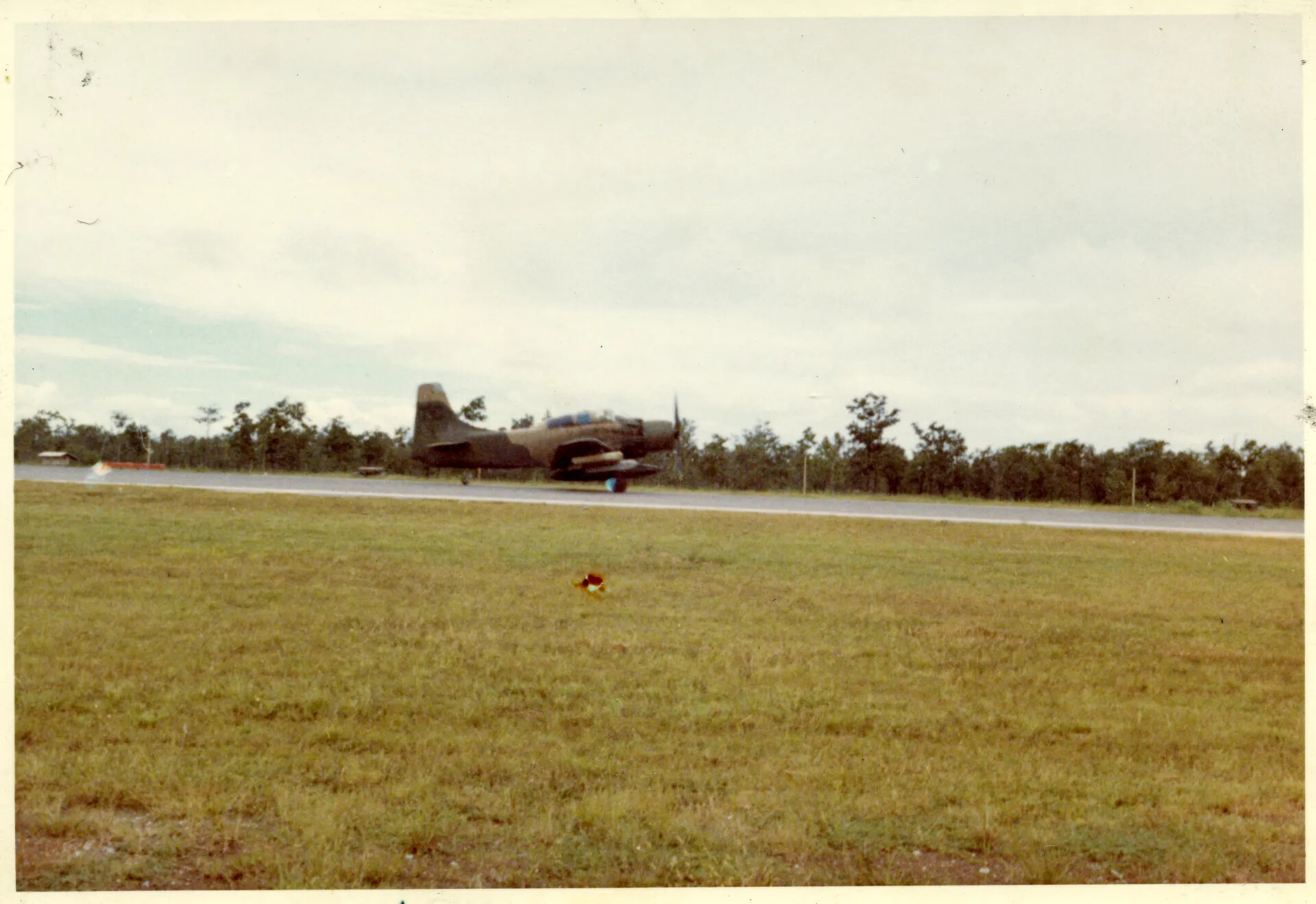 Douglas A-1 Skyraider on Runway at Nakhon Phanom RTAFB (NKP), Thailand, Vietnam War Era
