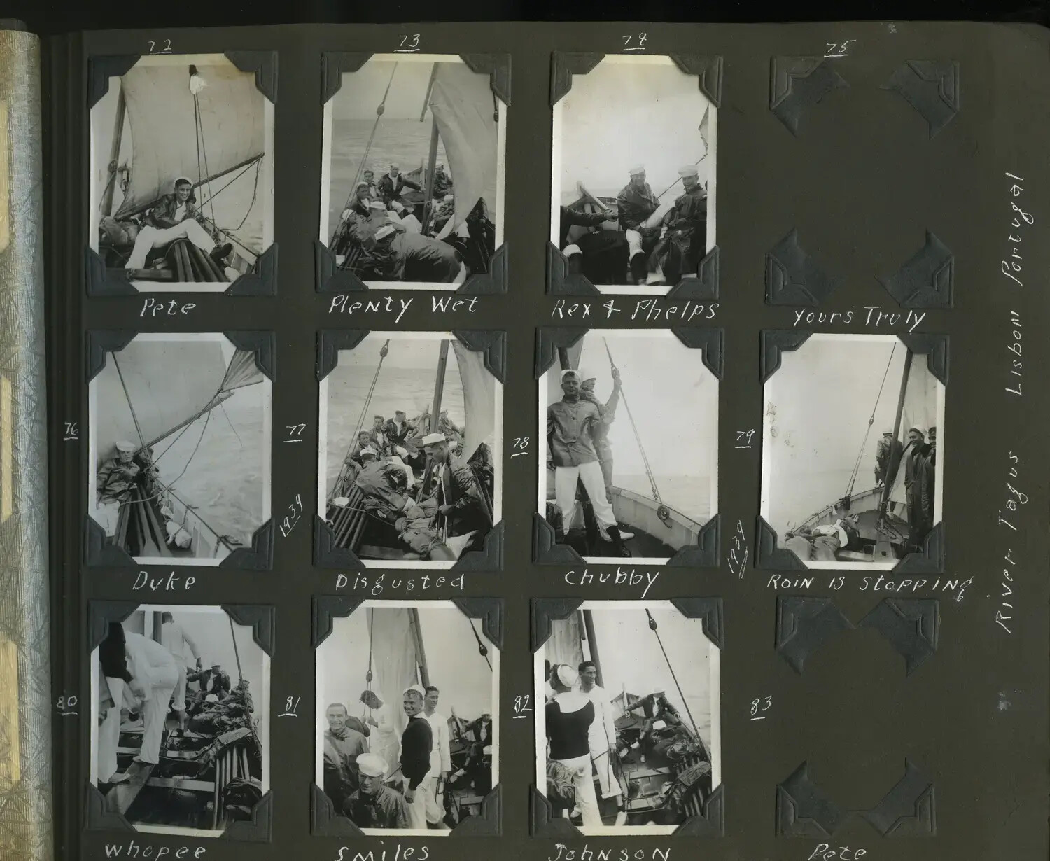 Album Page: USS Trenton Crew on the River Tagus, Lisbon, Portugal, Photos 72-83 (1939)