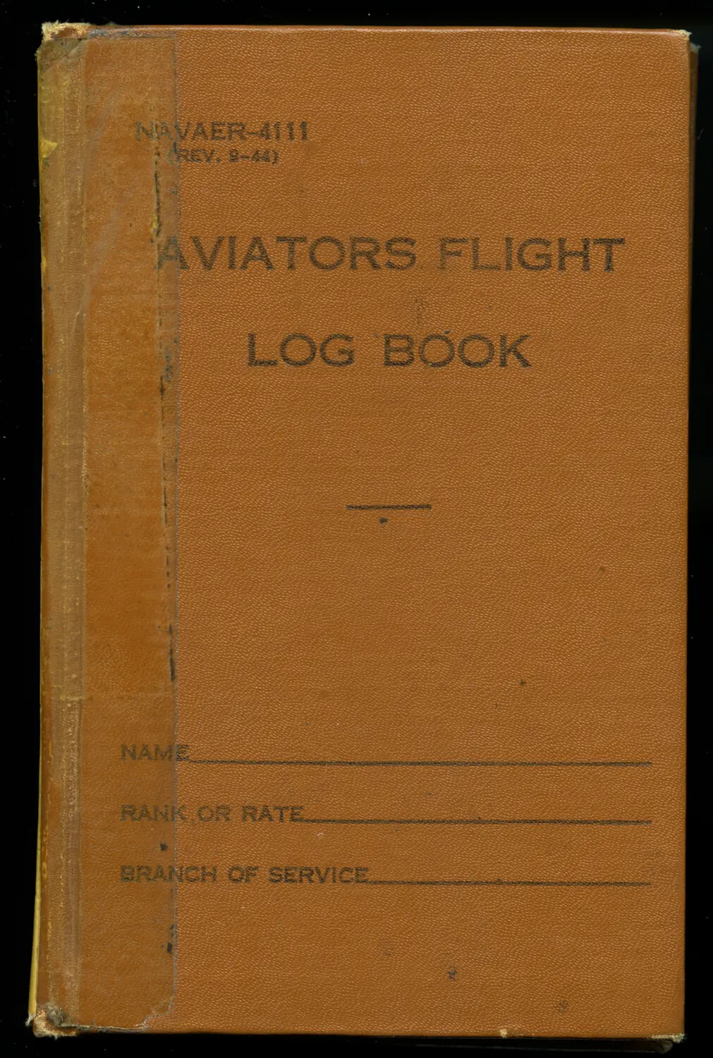 U.S. Navy Aviator's Flight Log Book, NAVAER-4111 (Rev. 9-44), Front Cover