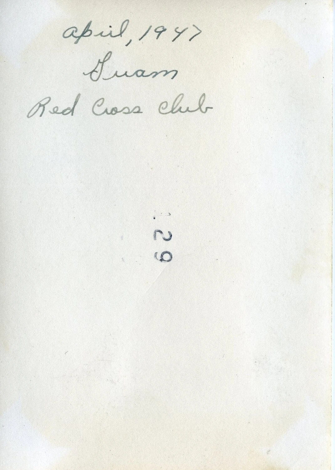 Album Caption Page — 'April 1947, Guam, Red Cross Club' (VR-6 Agana Album)