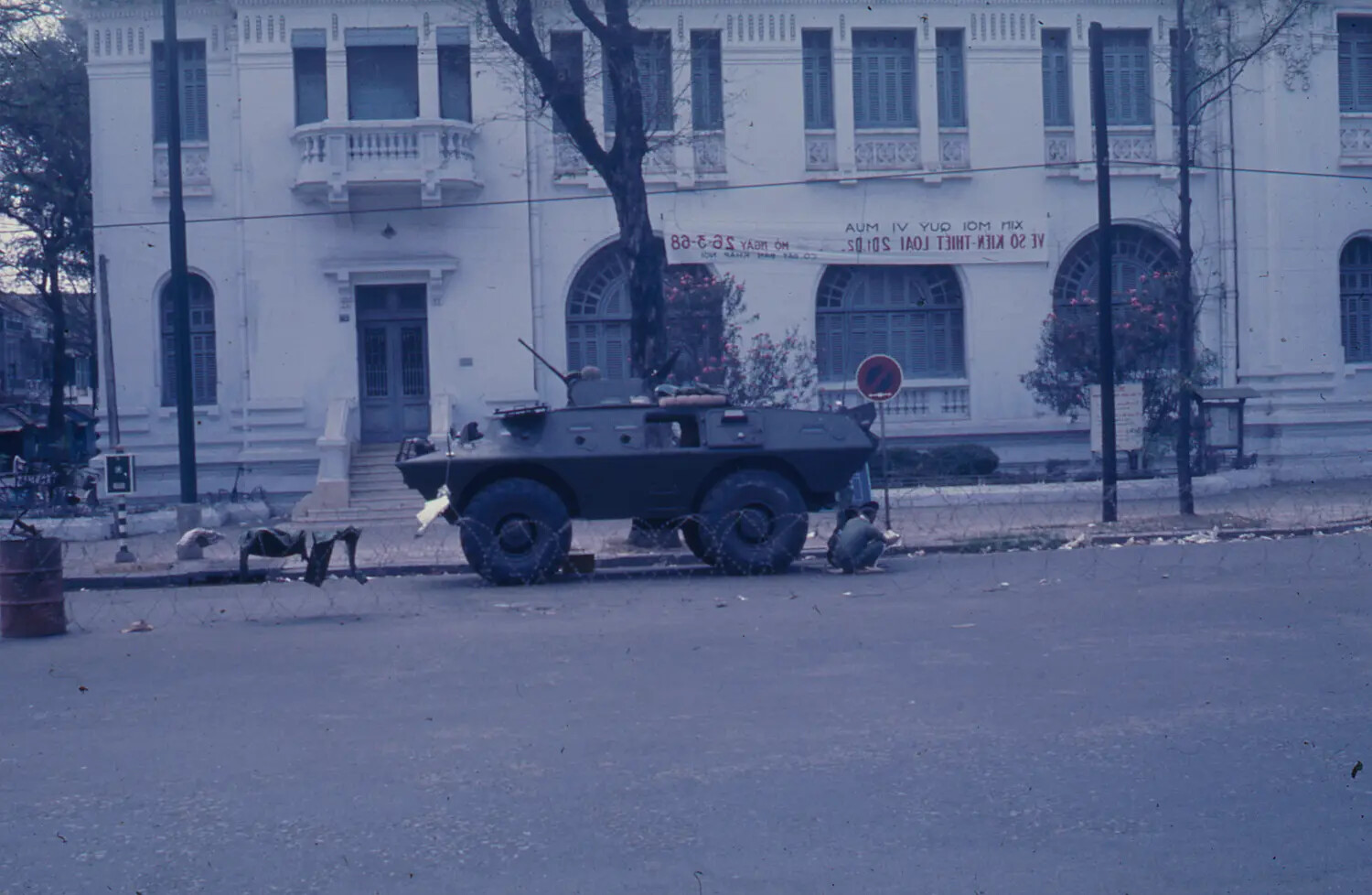 V-100 Commando Armored Car on Vietnamese City Street During Tet Offensive Period, 1968