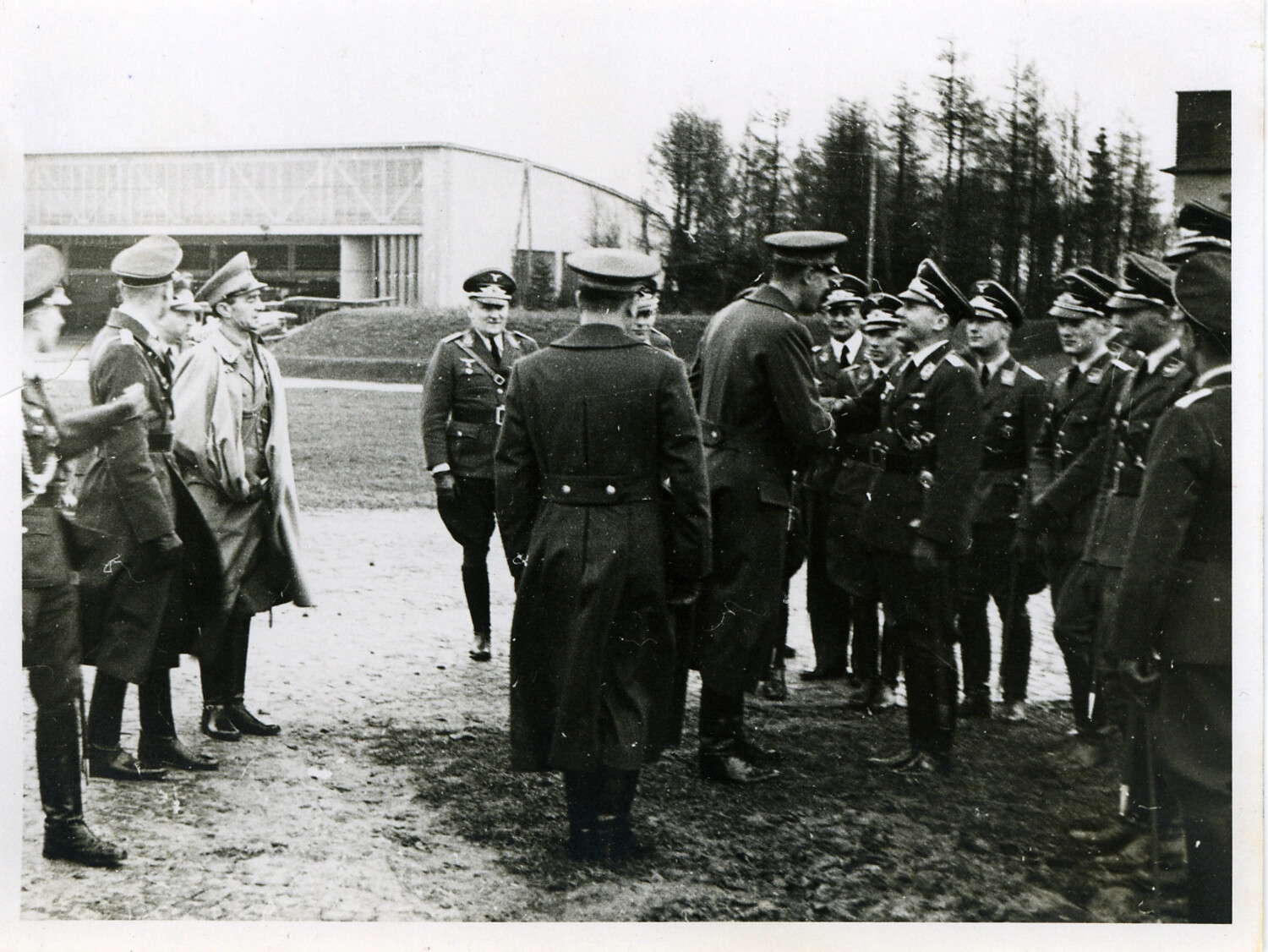 German Luftwaffe Officers in Formation Review, WWII Era -- Nuremberg Trial Evidence Negatives Collection