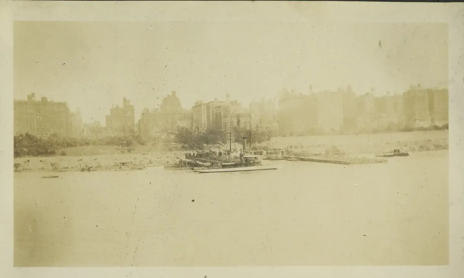Faded Harbor View with City Skyline, USS Maryland Crew Photo Album, 1930s