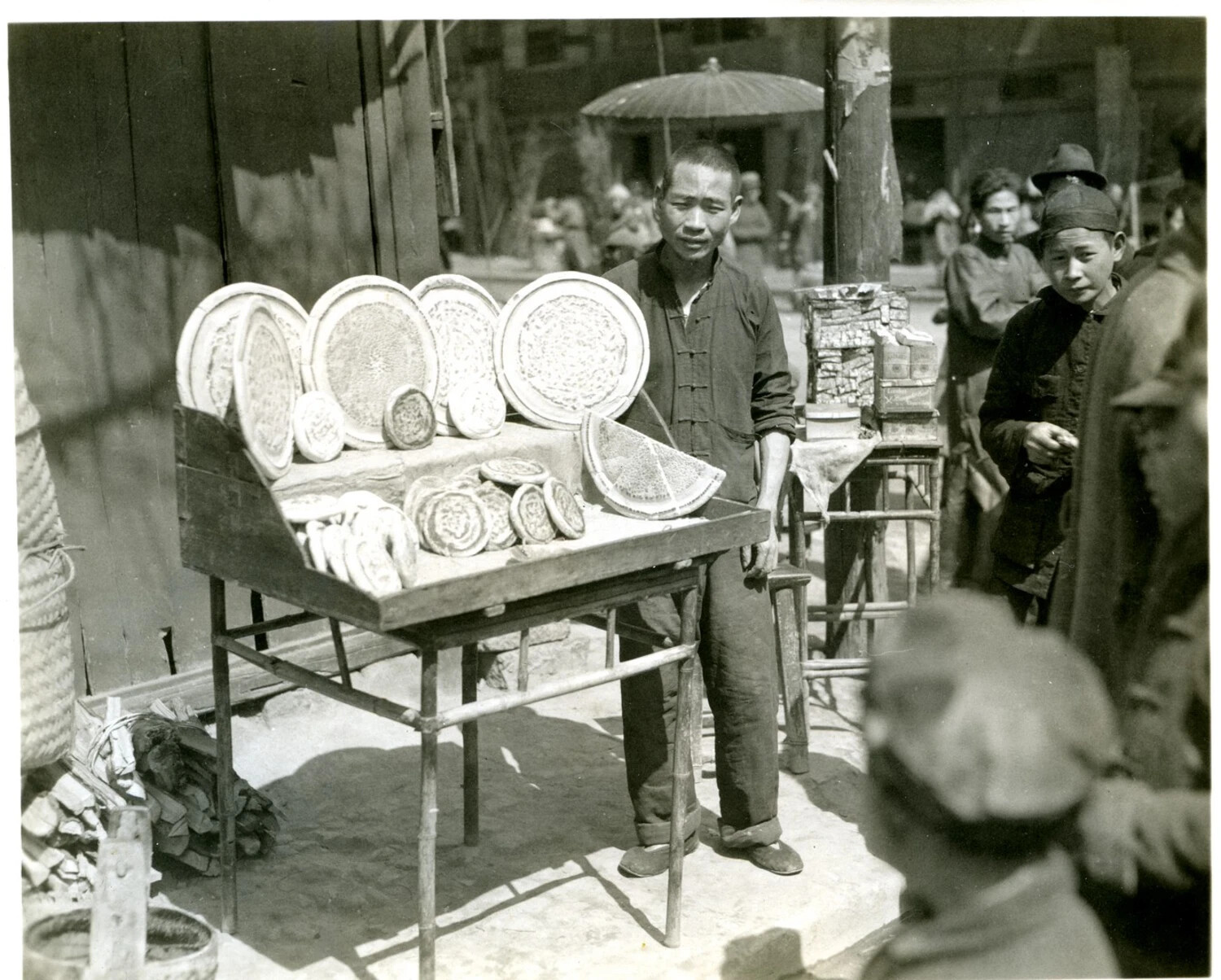 Street Food Vendor with Flatbread Display, Wartime China