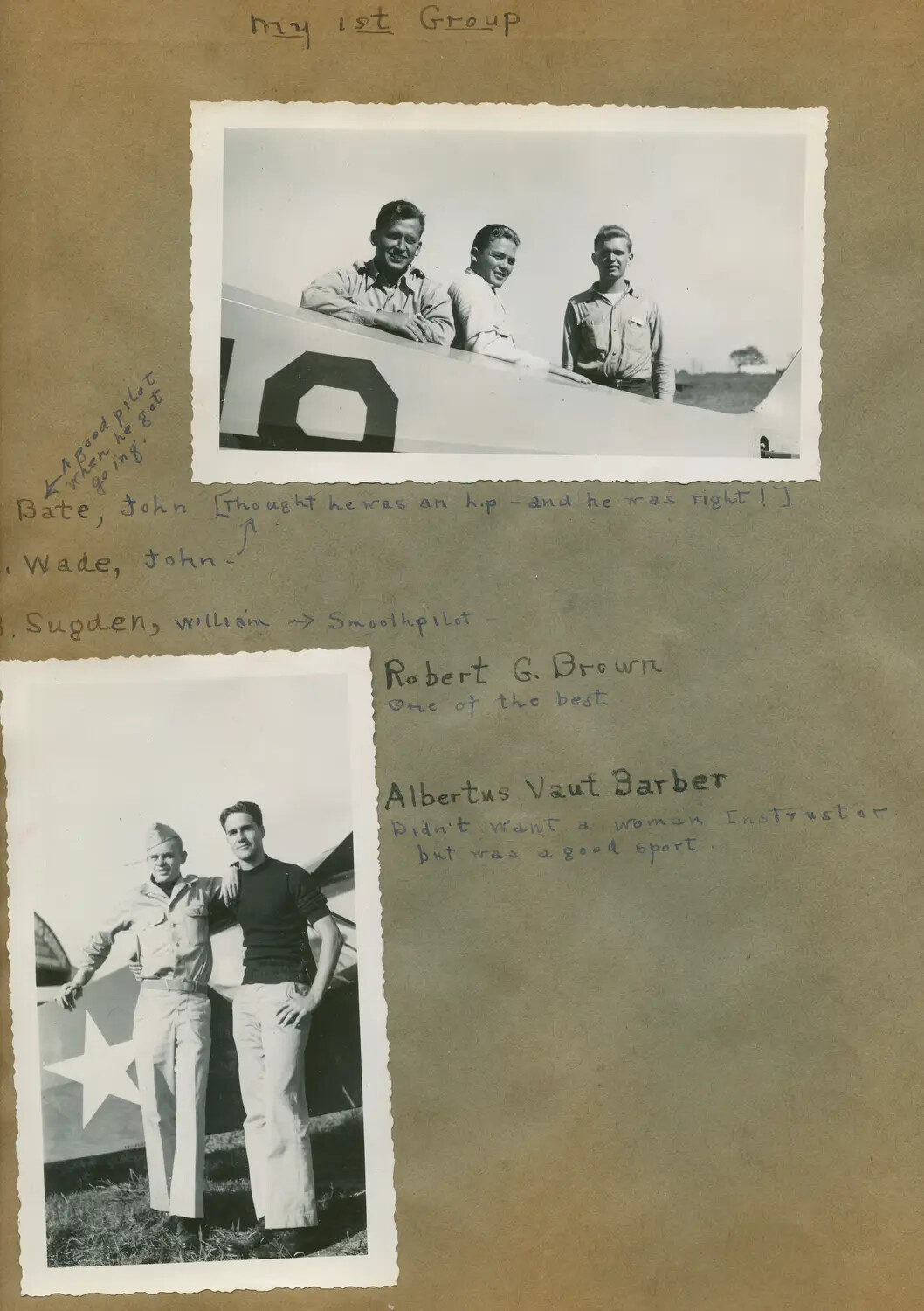 Naval Aviation Cadets of 'My 1st Group' – Primary Flight Training Album Page, V-5 Program, WWII Era