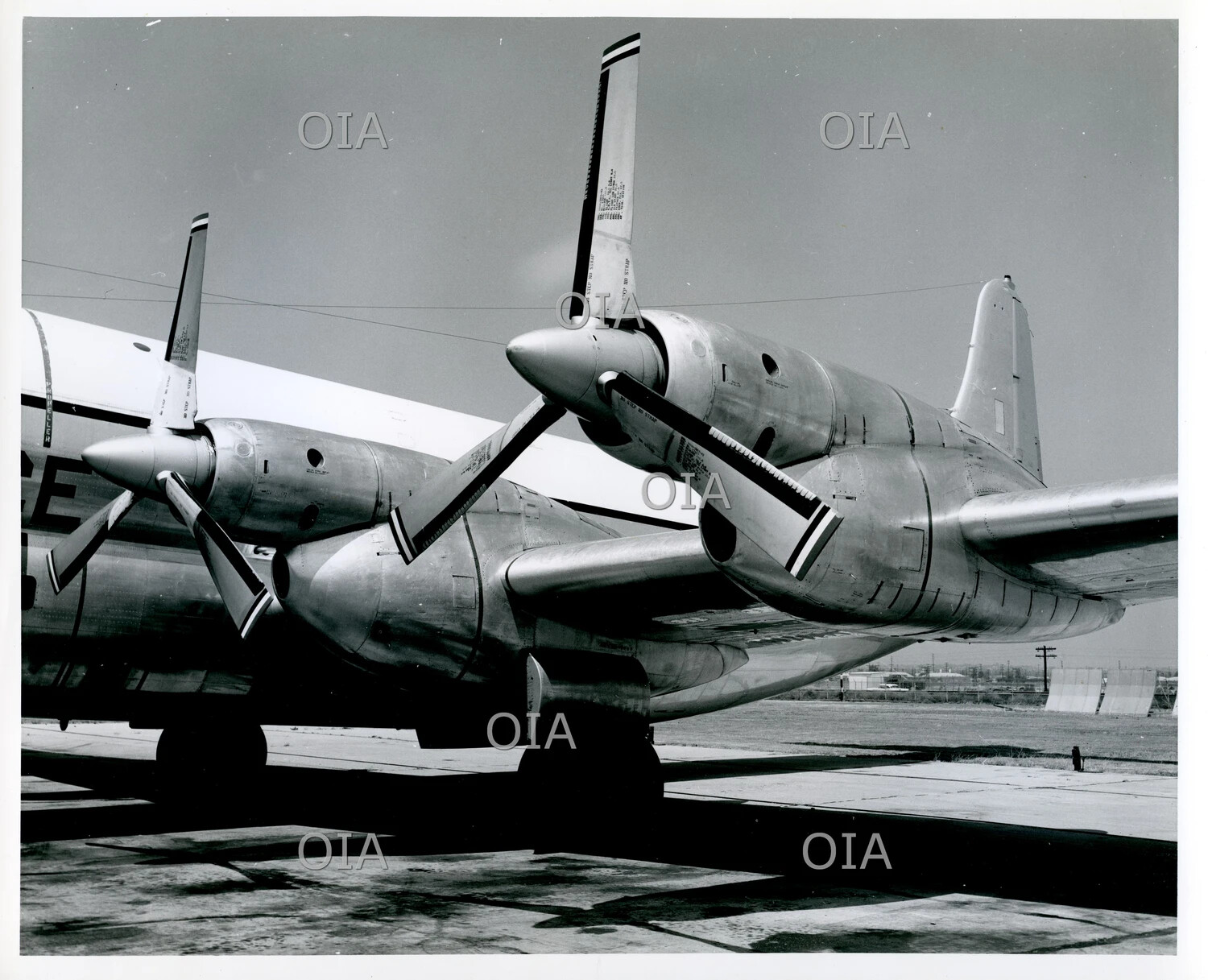 Close-Up of Radial Engine Nacelles and Propellers on U.S. Air Force Four-Engine Transport (KC-97/C-97 Type)