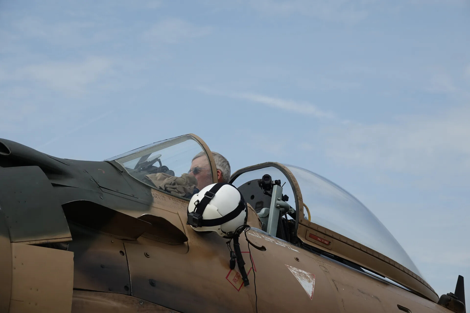 Pilot in Cockpit of Camouflaged Douglas A-1 Skyraider, Canopy Detail