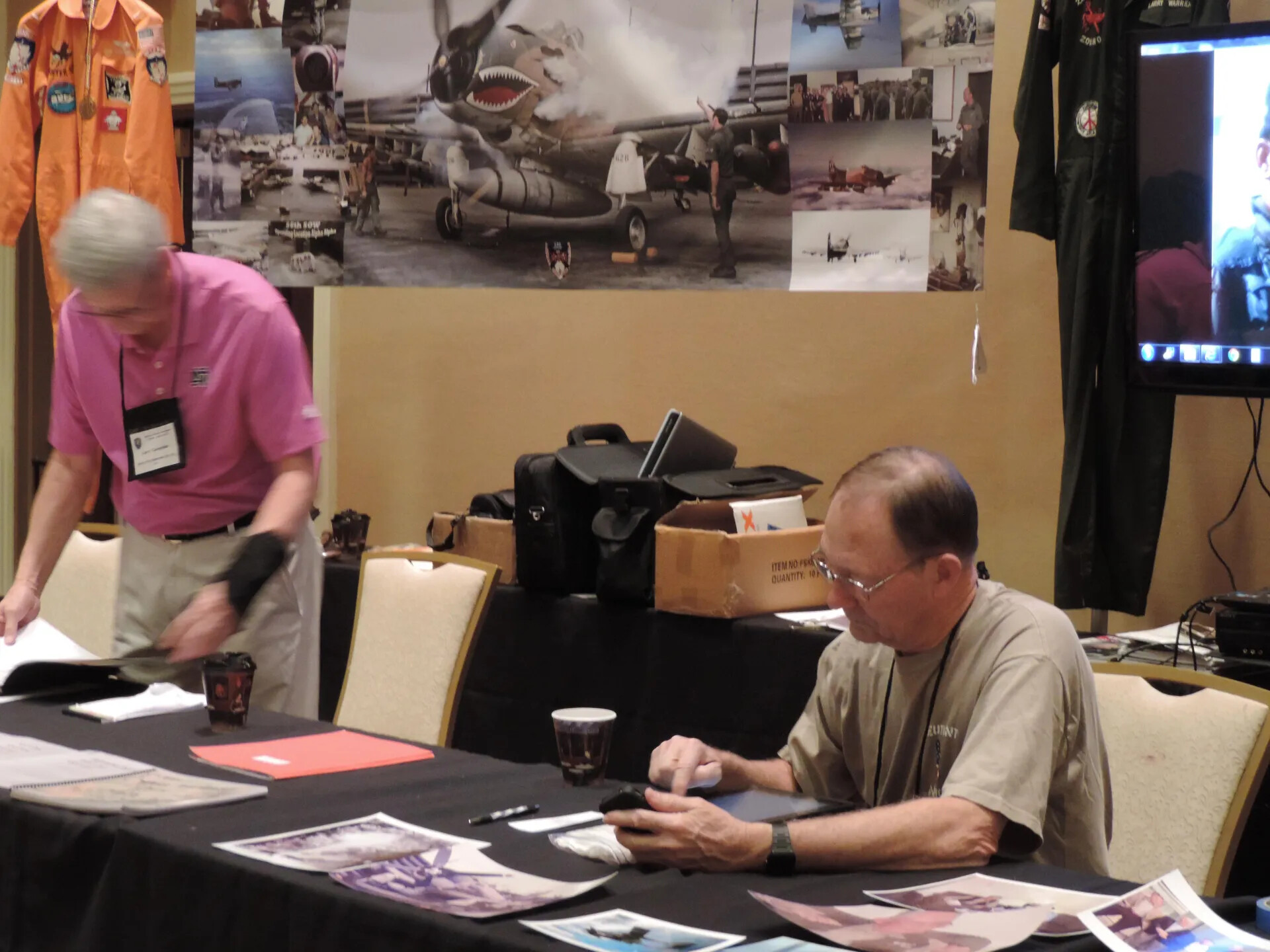 The 'SPADS for MACVSOG' Banner and Flight-Suit Display in the Reunion Hall, Special Operations Association Reunion, Las Vegas, 2013
