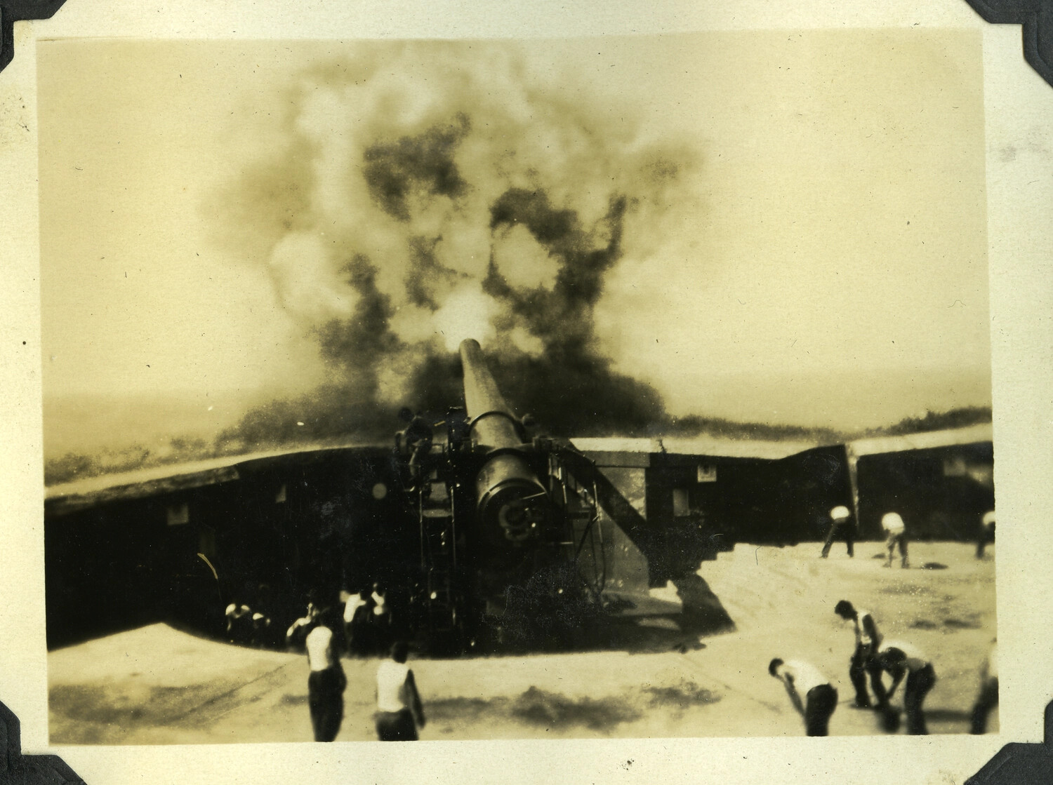 Coast Artillery Gun Firing, Muzzle Blast, Manila Bay Harbor Defenses