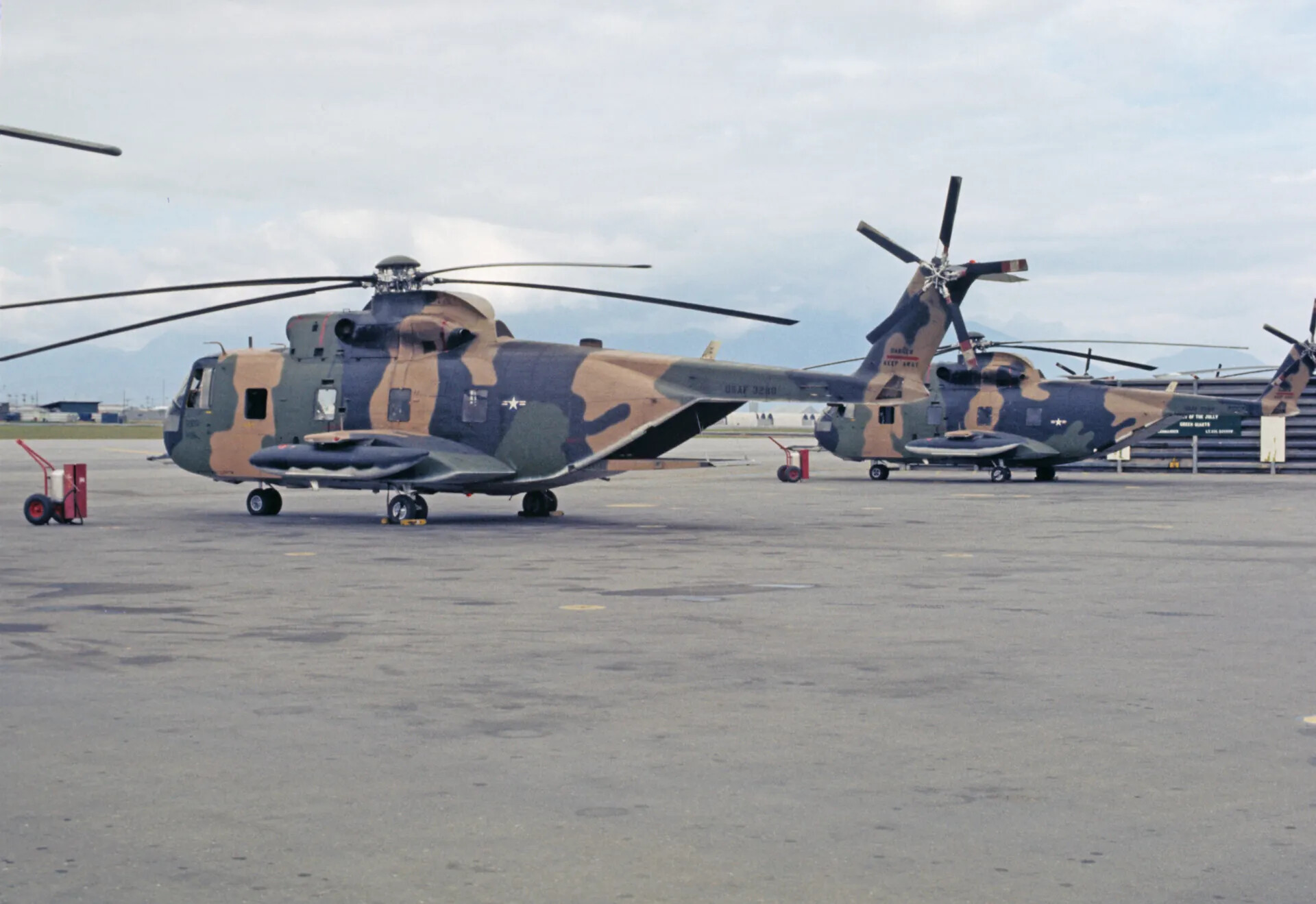 Sikorsky HH-3E 'Jolly Green Giant' Combat Rescue Helicopters on Ramp