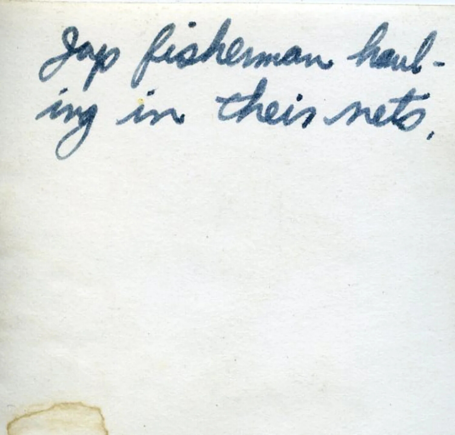 Handwritten Caption Note: Japanese Fishermen Hauling Nets, Hiroshima Album
