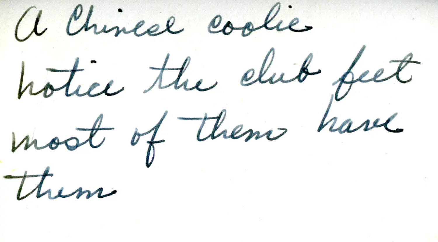 Handwritten Caption Card: Chinese Laborer, CBI Theater, WWII