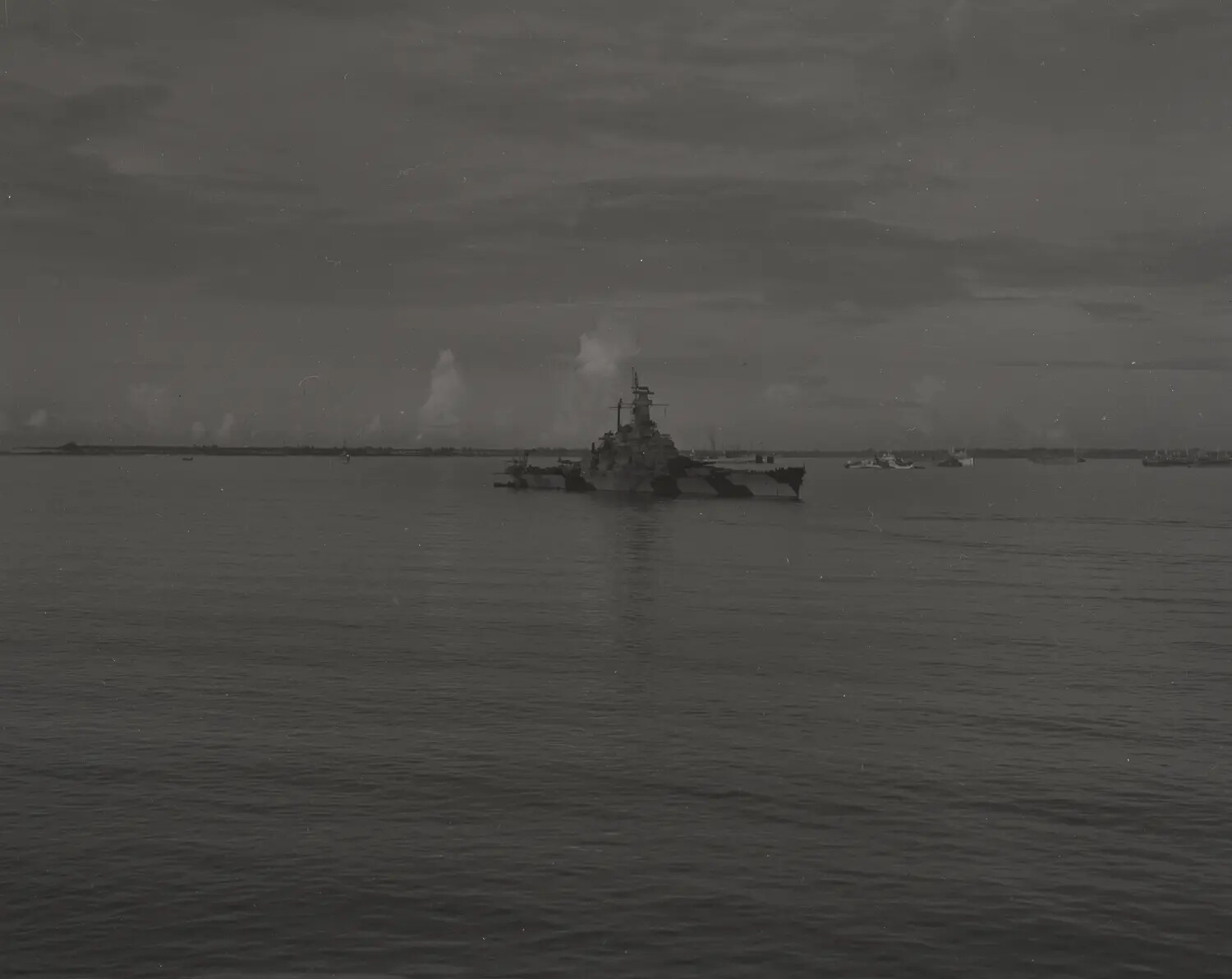 U.S. Navy Warship in Dazzle Camouflage at Anchor, Fleet Anchorage (Petrof Bay Collection)