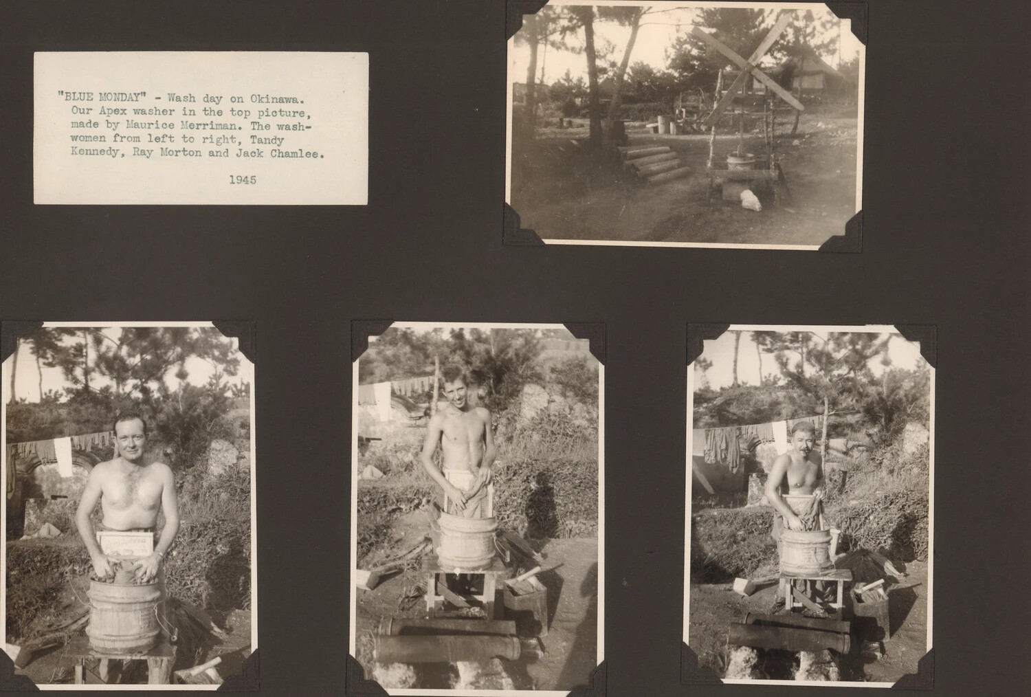 "Blue Monday" - Wash Day on Okinawa, 1945, WWII Photo Album Page