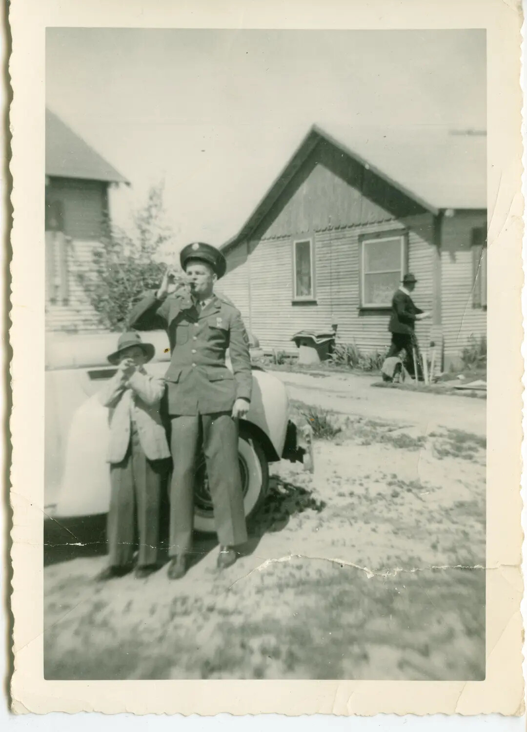 Airman on Home Leave with Young Boy, WWII Era (Margaroli Collection)
