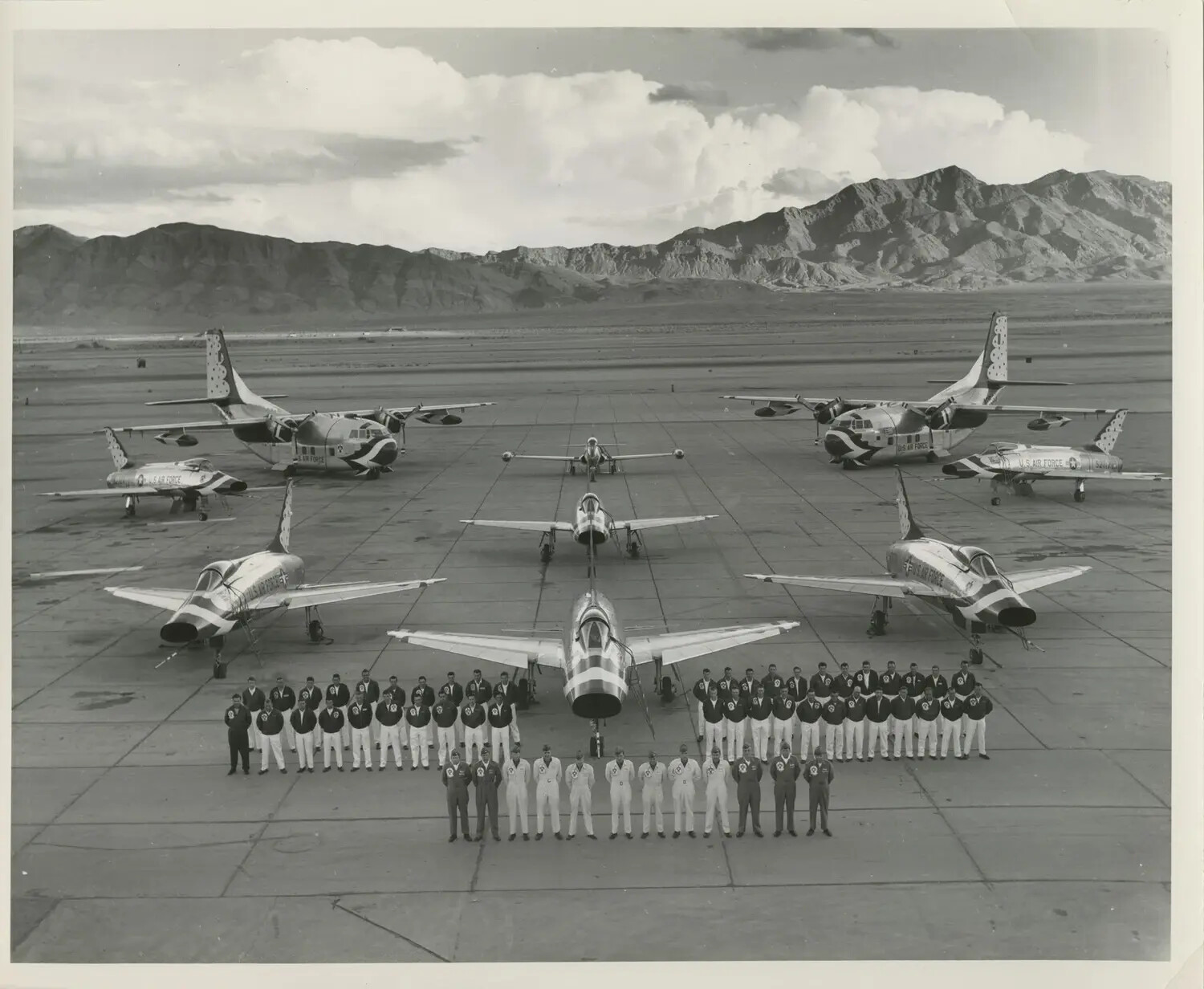 USAF Thunderbirds Full Team and Aircraft Formation Group Photograph