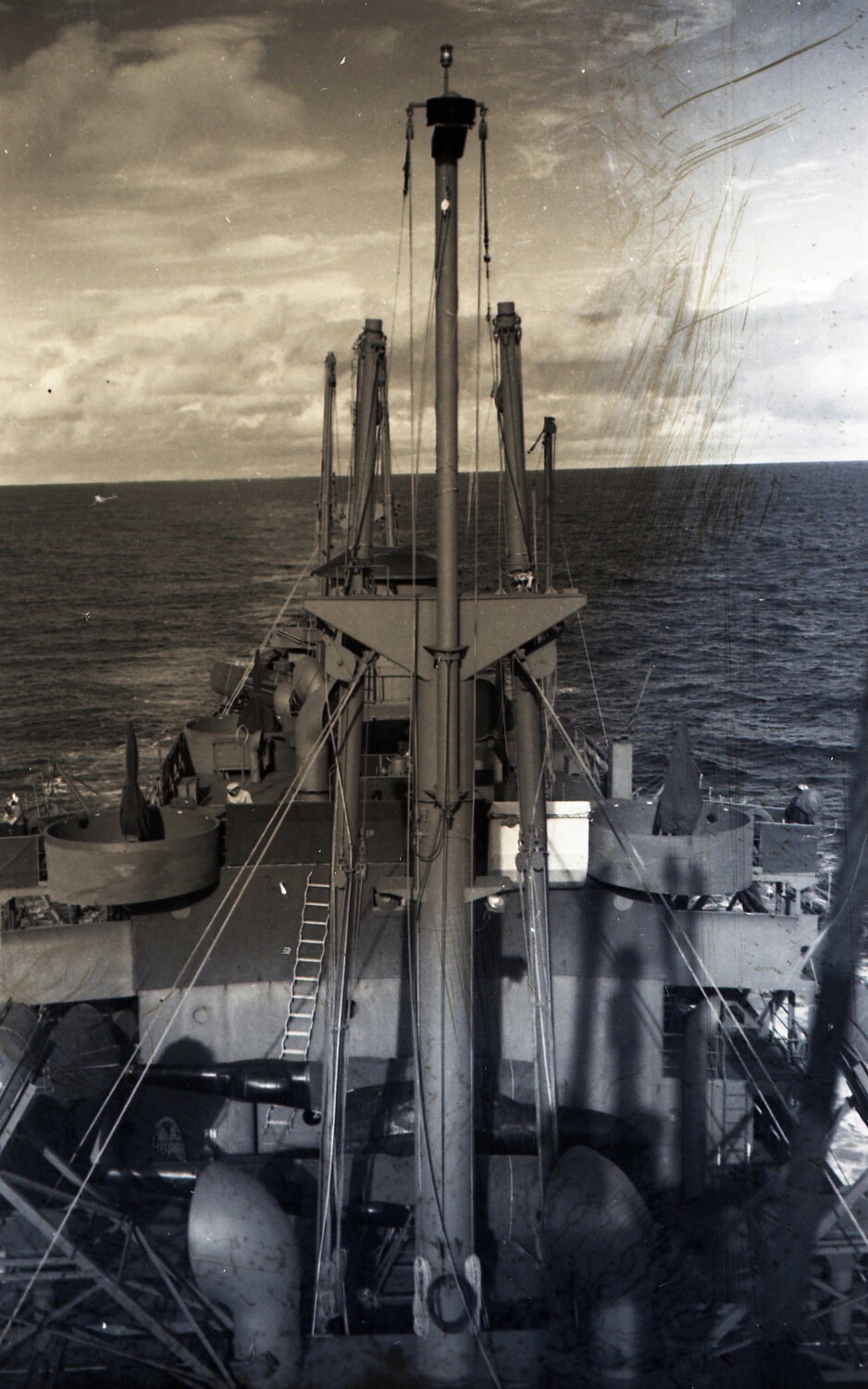 Elevated View from Ship's Mast Over Deck and Gun Turrets, WWII China-Burma-India Theater Collection