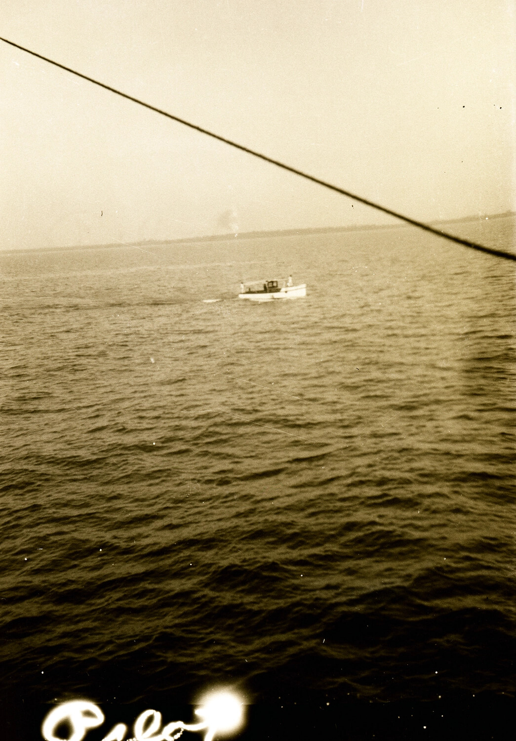 Small Boat on Coastal Waters, Viewed from Naval Vessel, China, 1930s