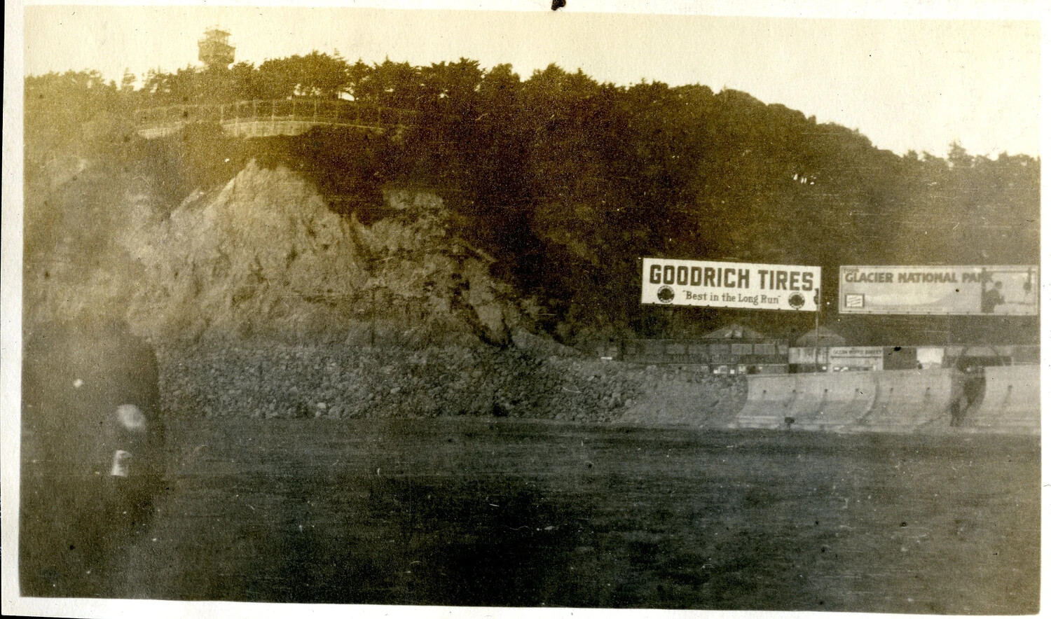 Coastal Cliff with Roadside Advertising Billboards, Early 1900s
