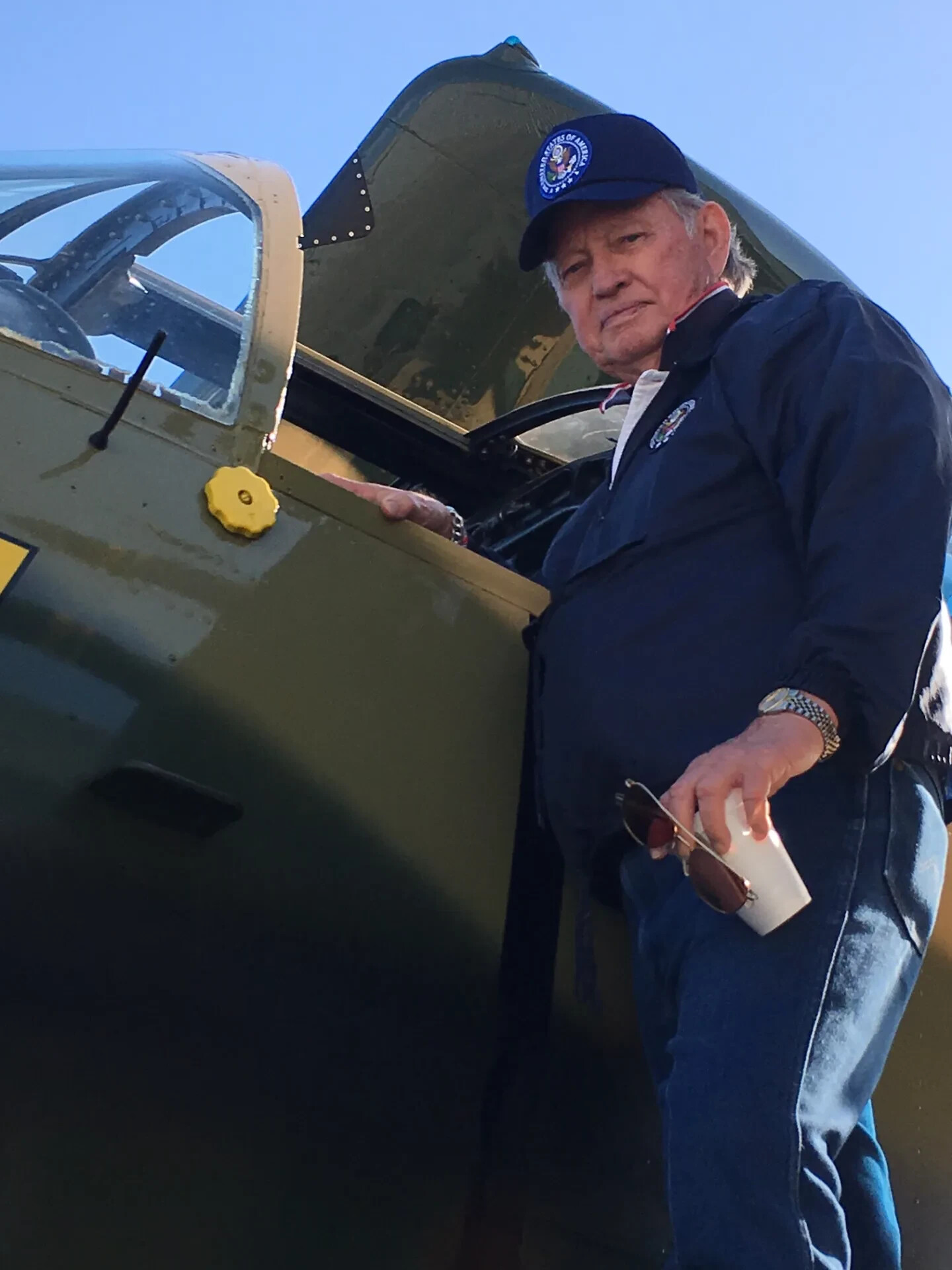 Veteran Beside Preserved Liaison Aircraft, Tailwind Day Reunion Event