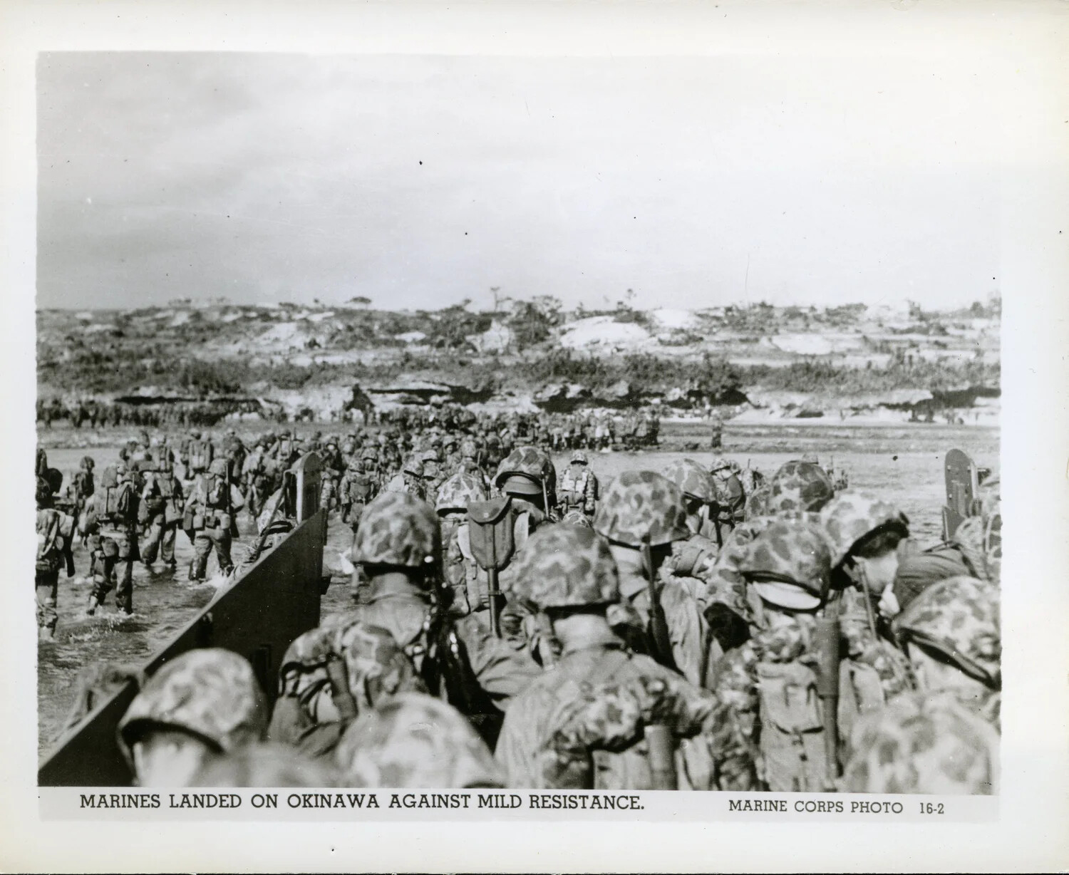 U.S. Marines Wading Ashore During the Invasion of Okinawa, April 1945
