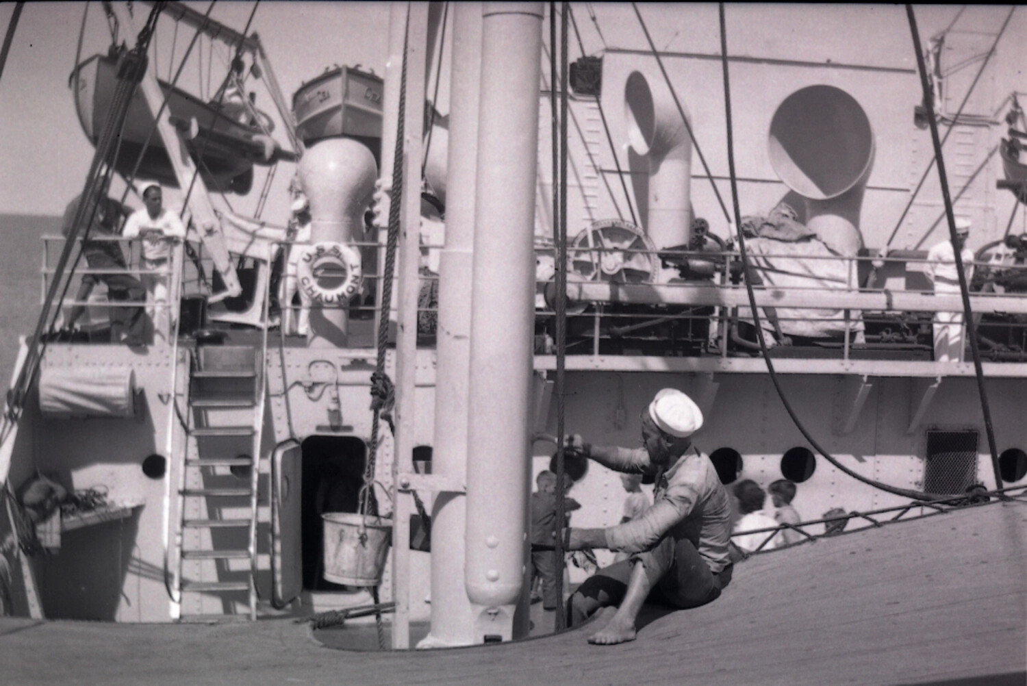 Sailors and Dependents Aboard USS Chaumont (AP-5)